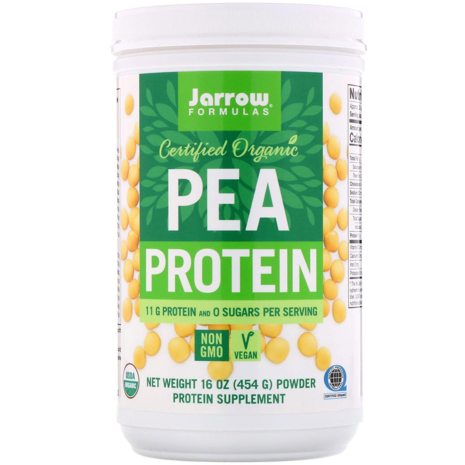 Jarrow Formulas, Proteína de guisante con certificación orgánica, 16 oz (454 g)
