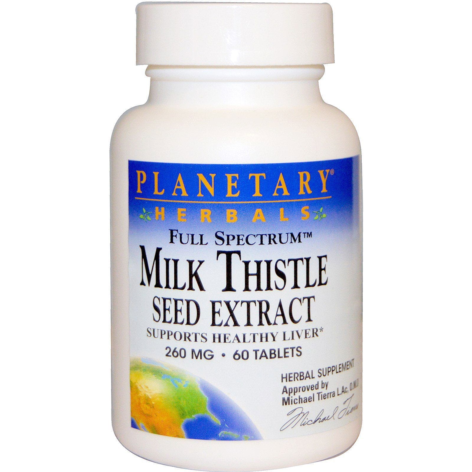 Planetary Herbals, Extracto de semilla de cardo de leche, espectro completo, 260 mg, 60 comprimidos