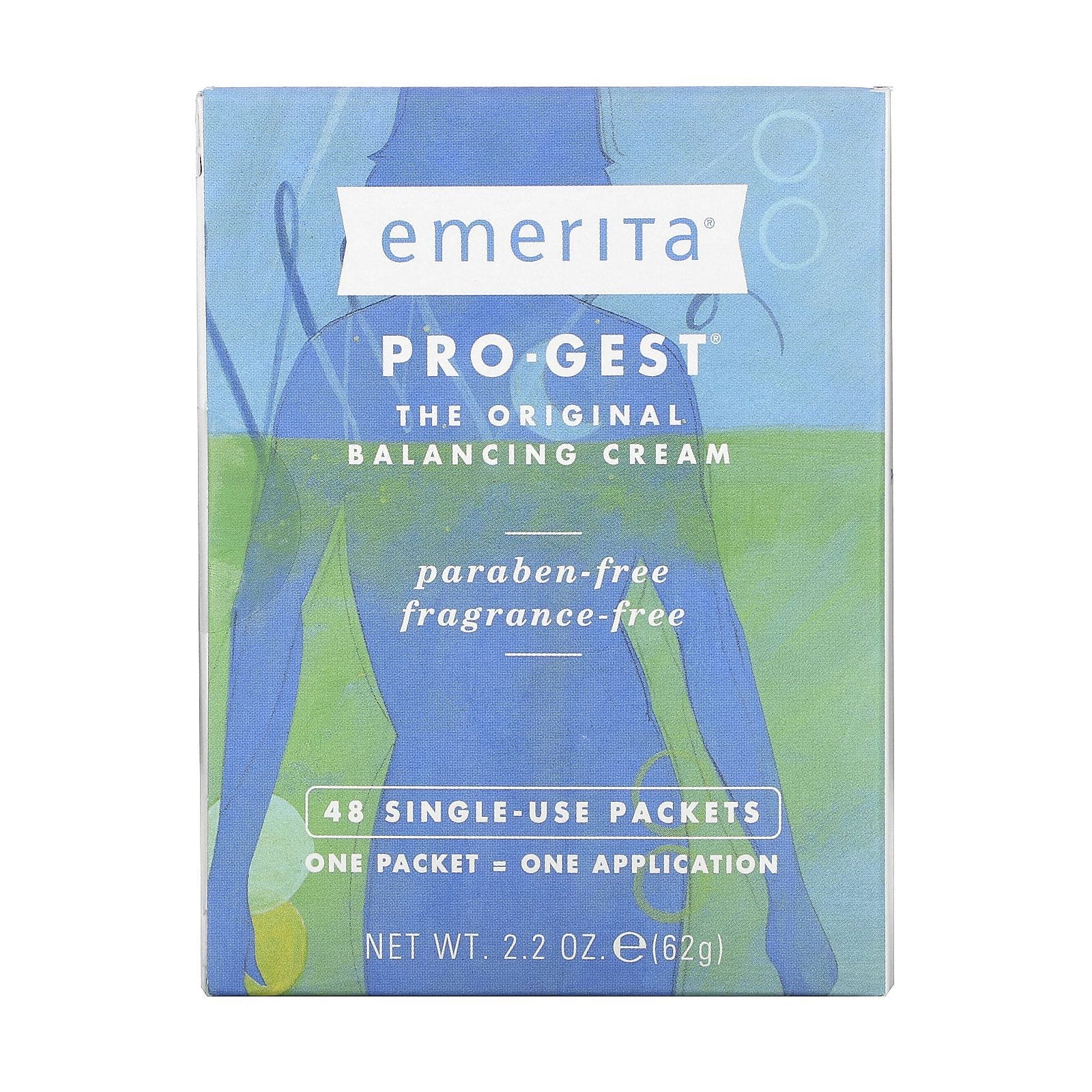 Emerita, Pro-Gest, Crema equilibrante, Sin fragancia, 48 sobres de un solo uso, 62 g (2,2 oz)