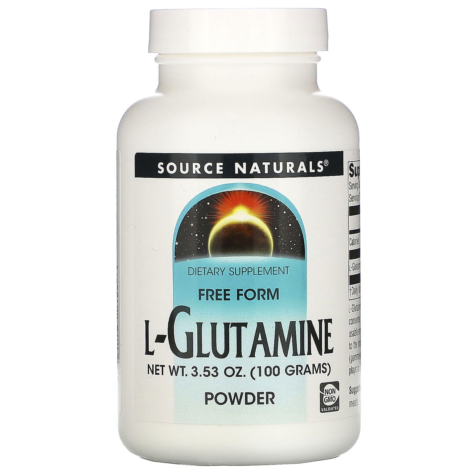 Source Naturals, L-Glutamina, polvo sin forma, 100 g (3,53 oz)
