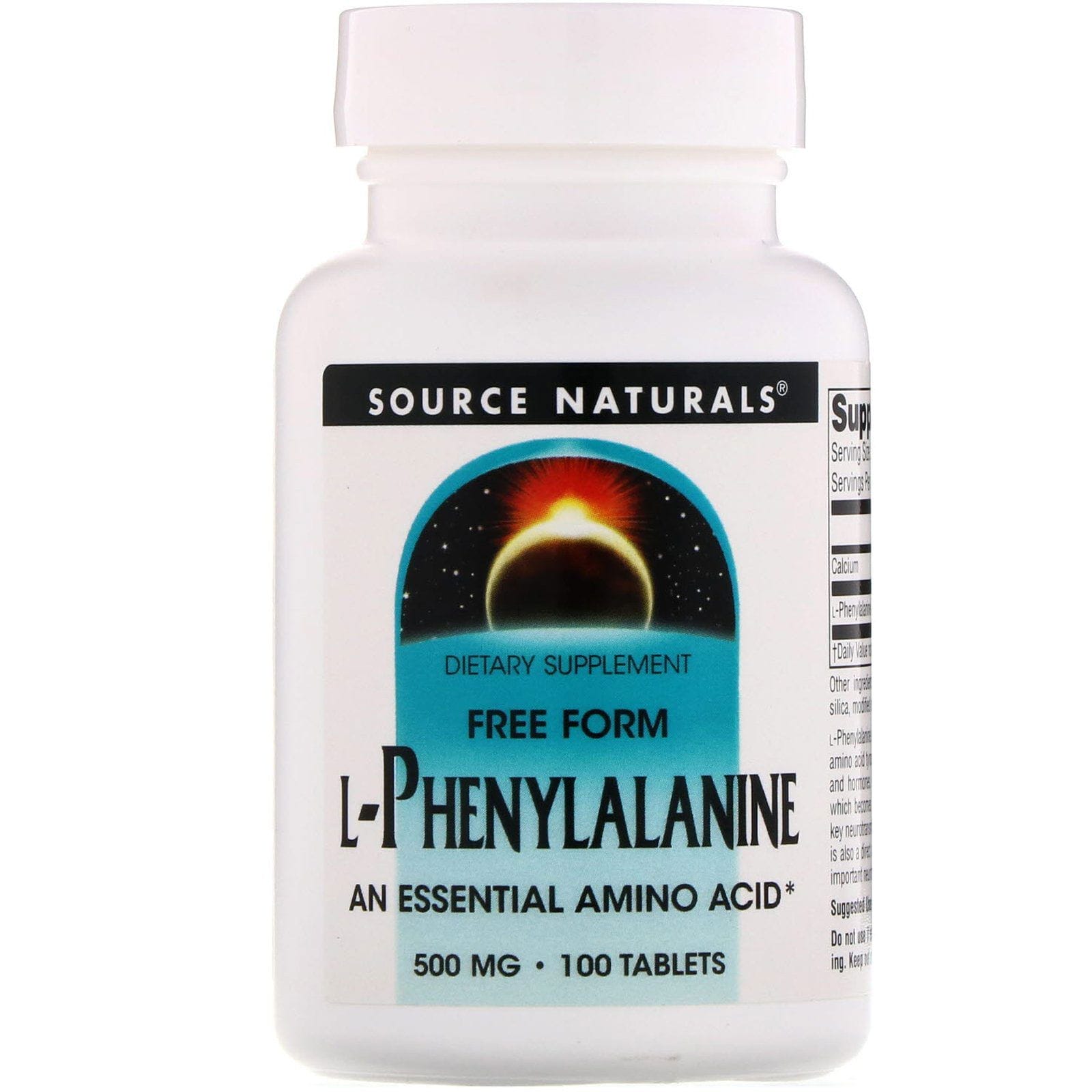 Source Naturals, L-fenilalanina, 500 mg, 100 tabletas