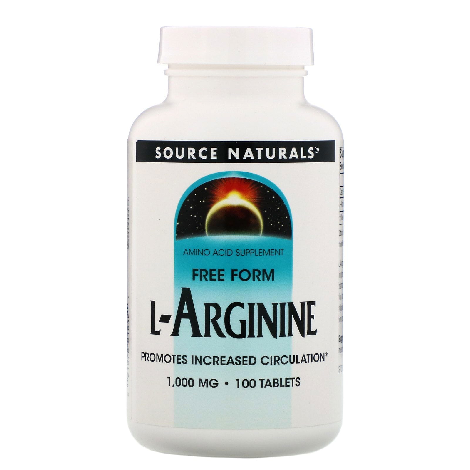 Source Naturals, L-Arginina, forma libre, 1000 mg, 100 comprimidos