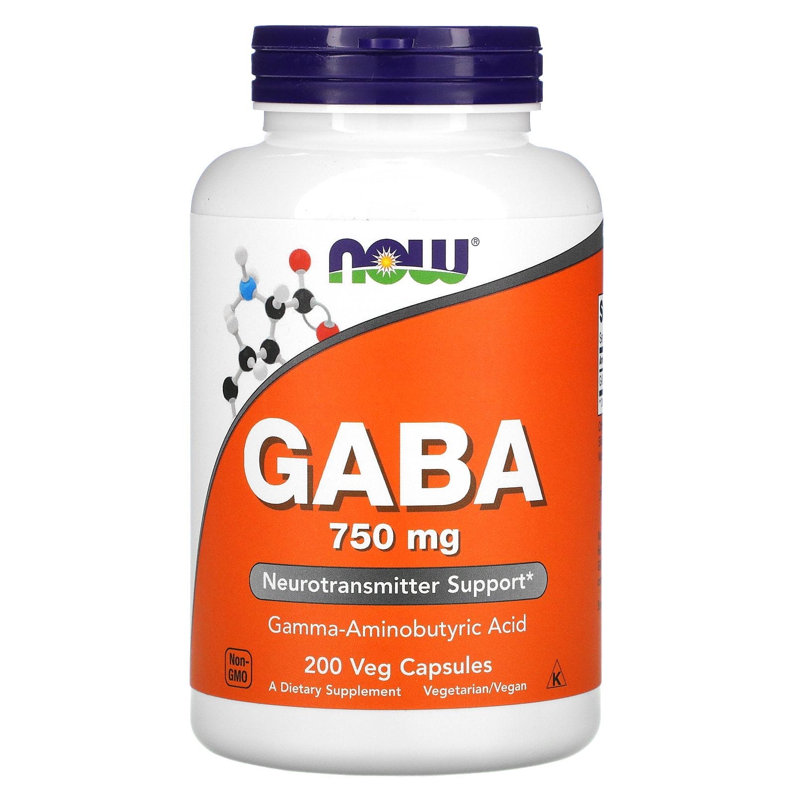 Now Foods, GABA, Suplemento alimentario, 750 mg, 200 cápsulas vegetales