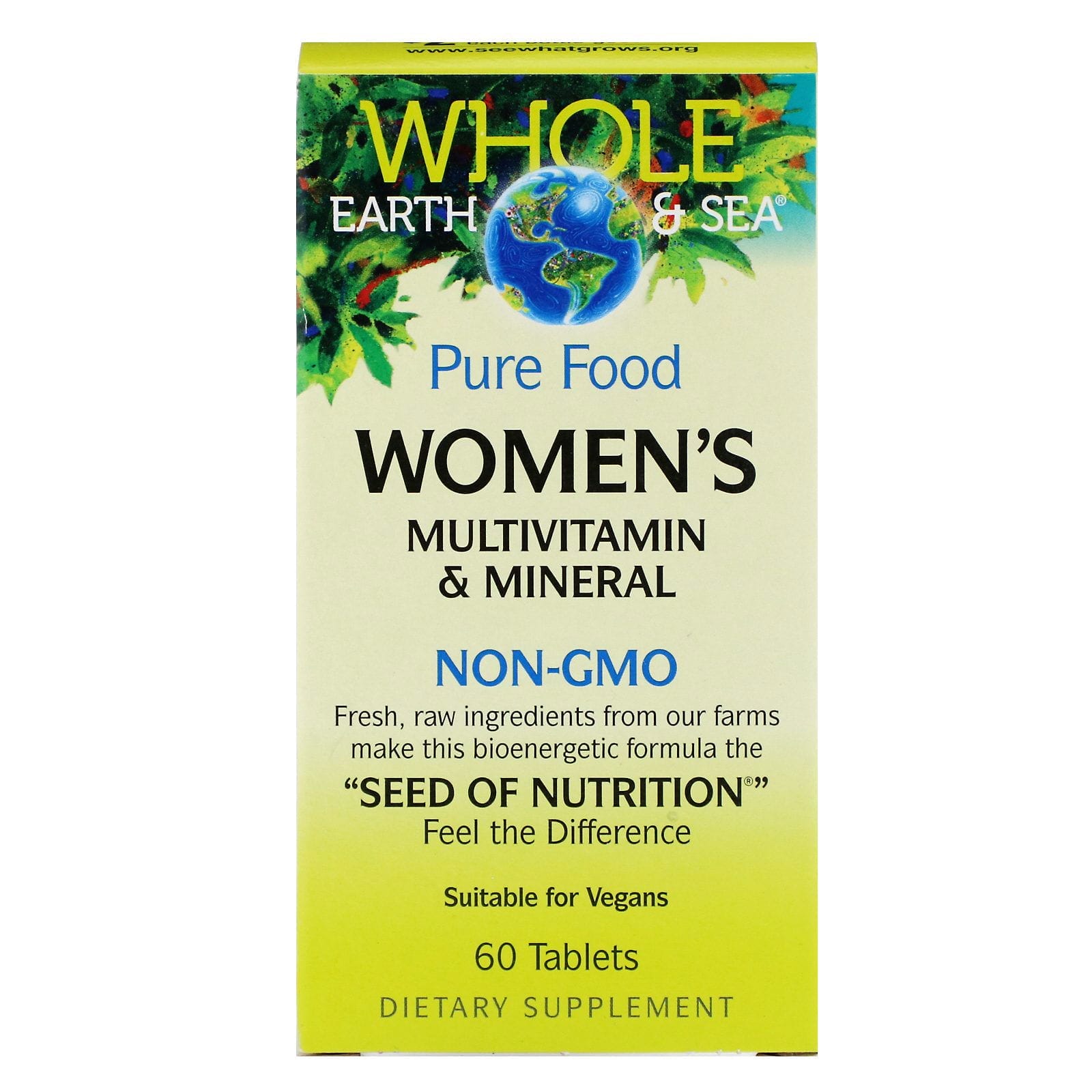 Natural Factors, Whole Earth & Sea, Multivitaminas y minerales para mujeres, 60 tabletas