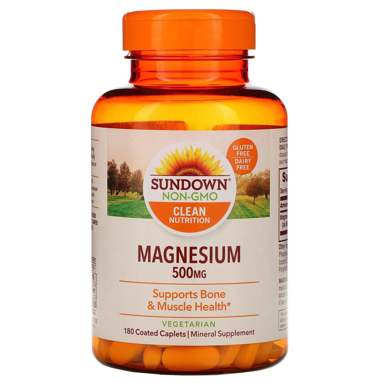 Sundown Naturals, Magnesio, 500 mg, 180 mg comprimidos oblongos