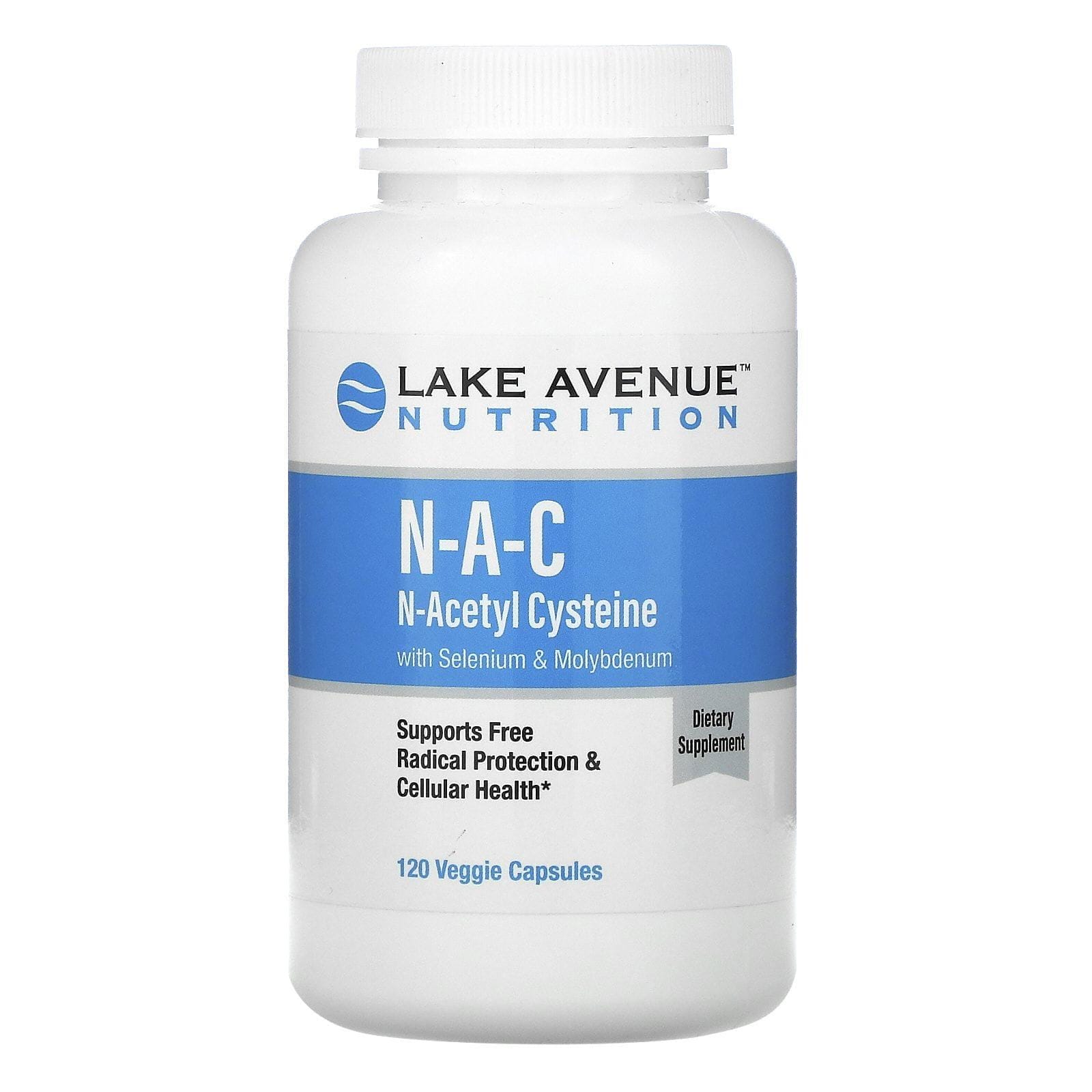 Lake Avenue Nutrition, NAC, N-acetilcisteína con selenio y molibdeno, 600 mg, 120 cápsulas vegetales