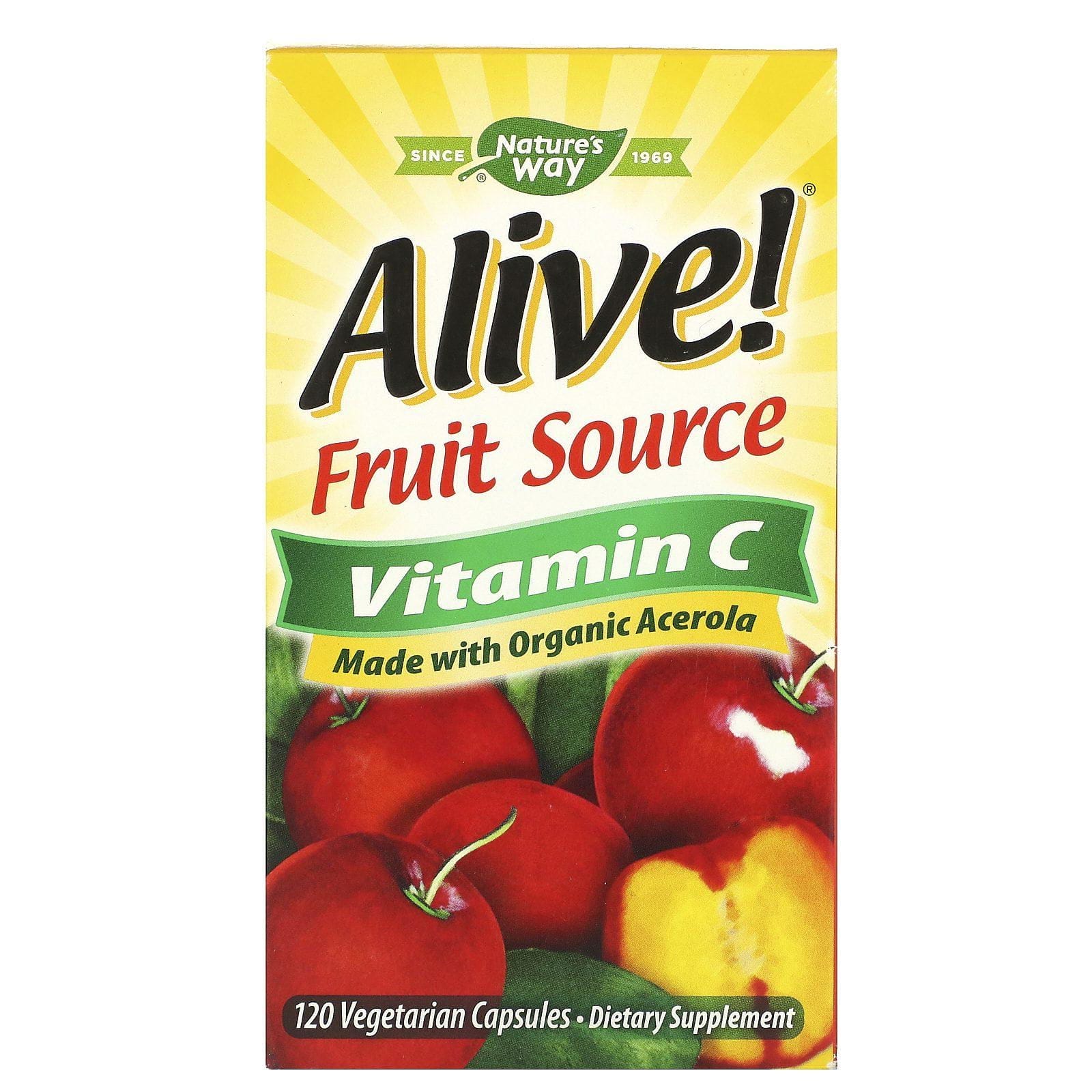 Nature's Way, Alive!, Vitamina C proveniente de frutas, 120 cápsulas vegetales