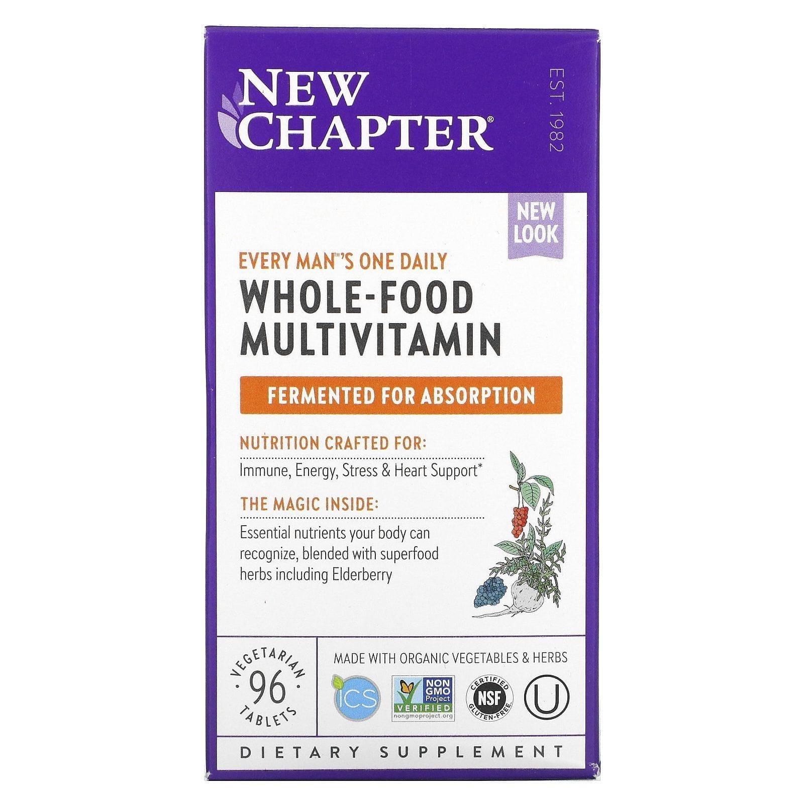 New Chapter, Every Man's One Daily Whole Food Multivitamin , 96 Vegetarian Tablets