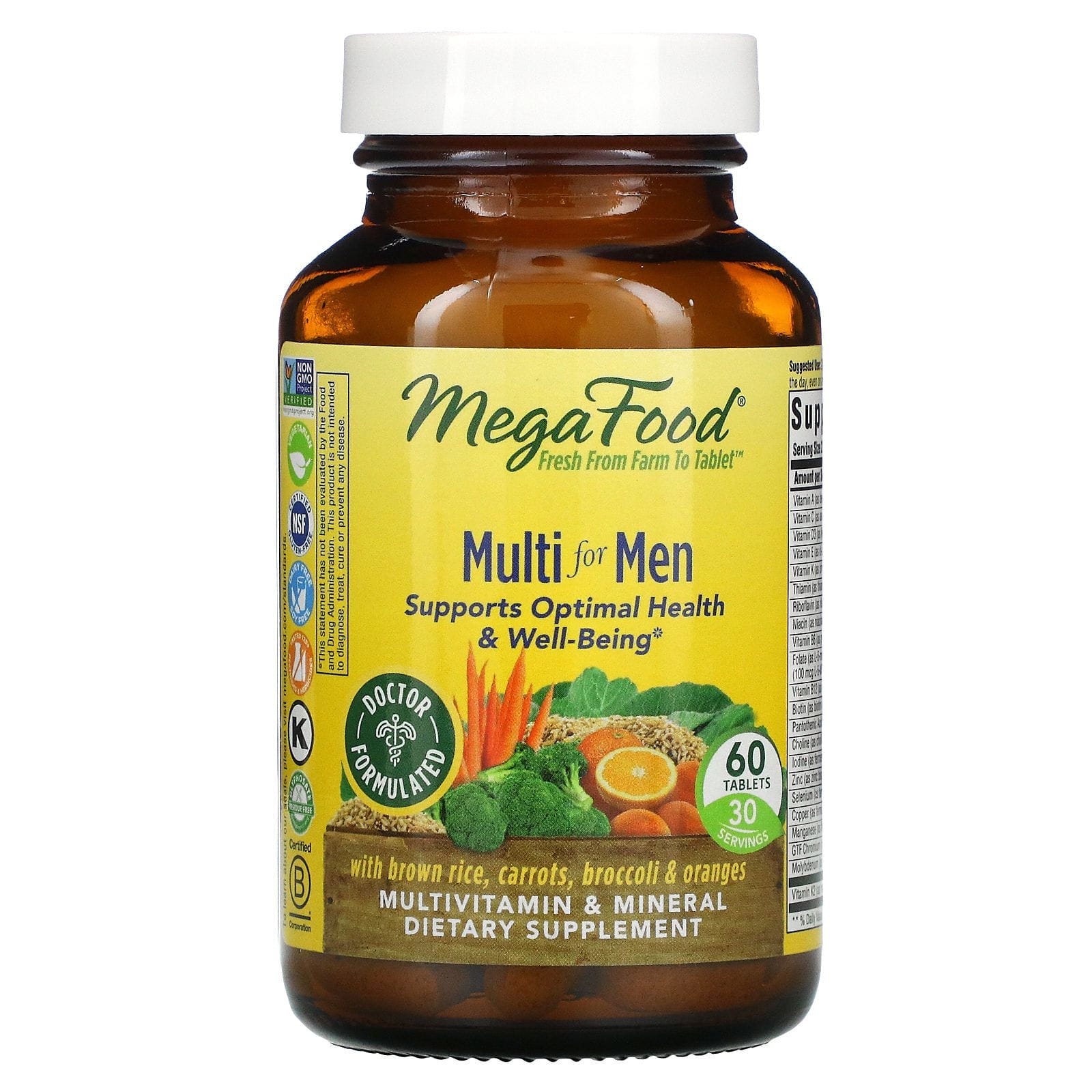 MegaFood, Suplemento multivitamínico para hombres, 60 comprimidos