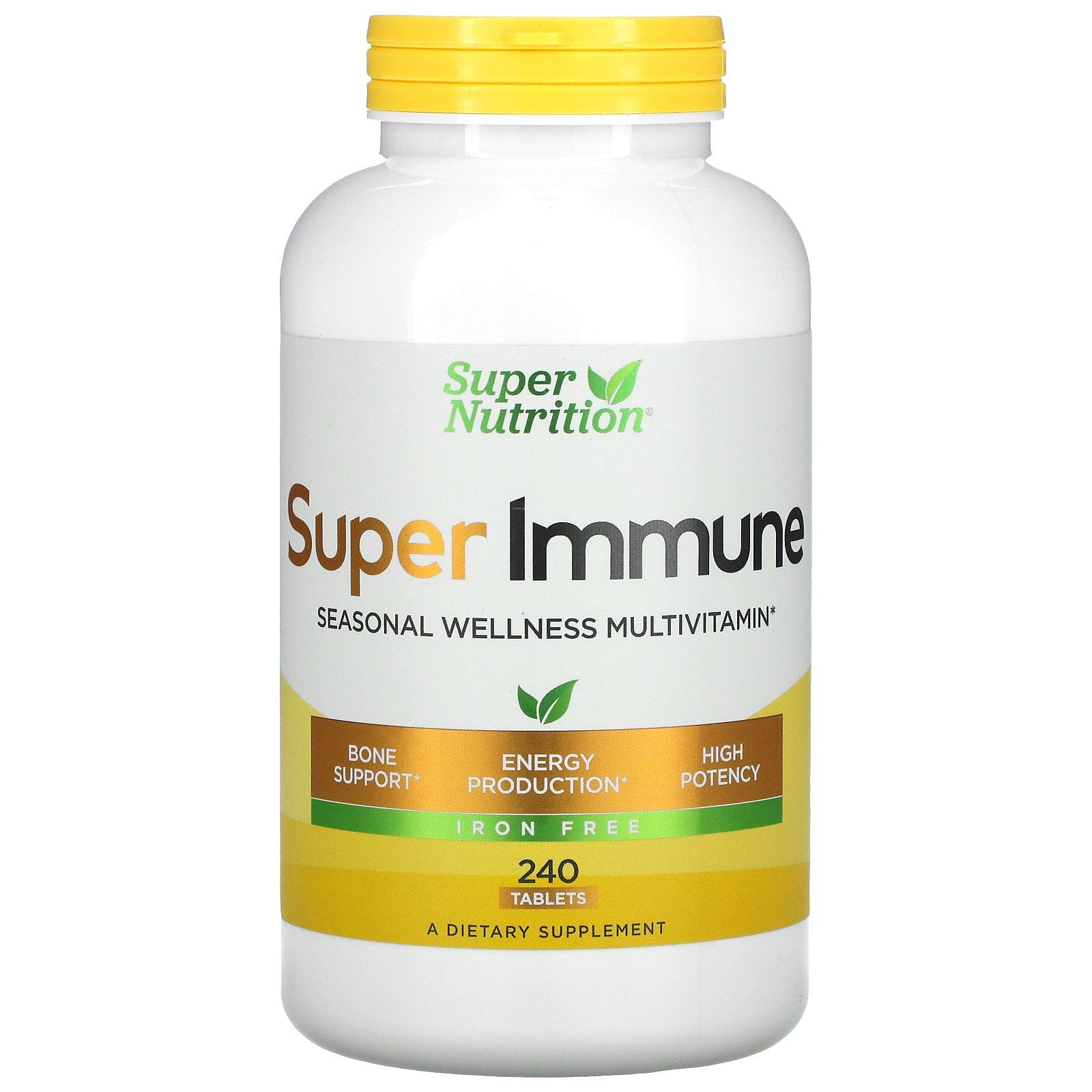 Super Nutrition, Súper Inmune, multivitamínico para fortalecer el sistema inmunológico, libre de hierro, 240 comprimidos