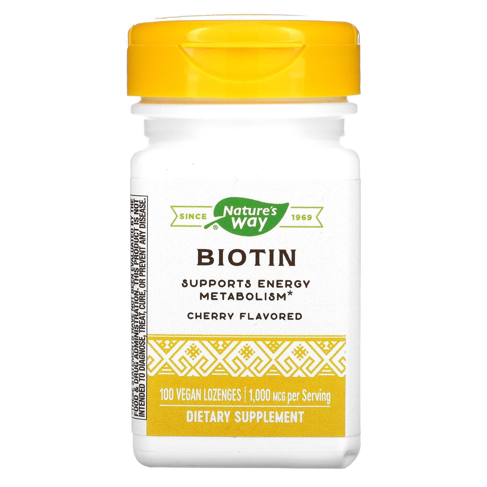 Nature's Way, Biotin, Cherry Flavored, 1,000 mcg, 100 Vegan Lozenges