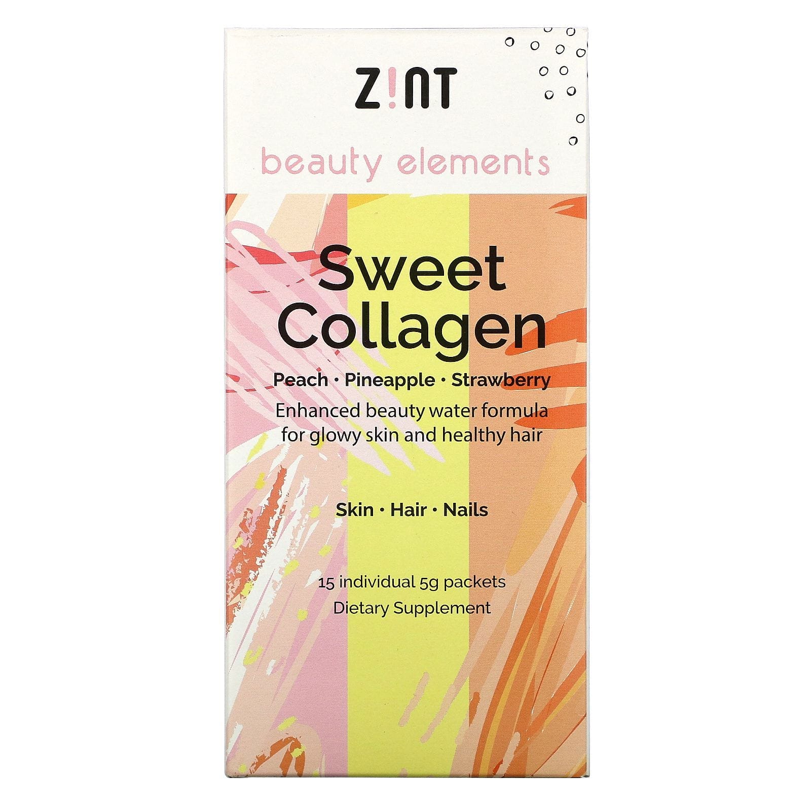 Zint, Sweet Collagen, durazno, ananá, frutilla, 15 sobres individuales, 5 g cada uno