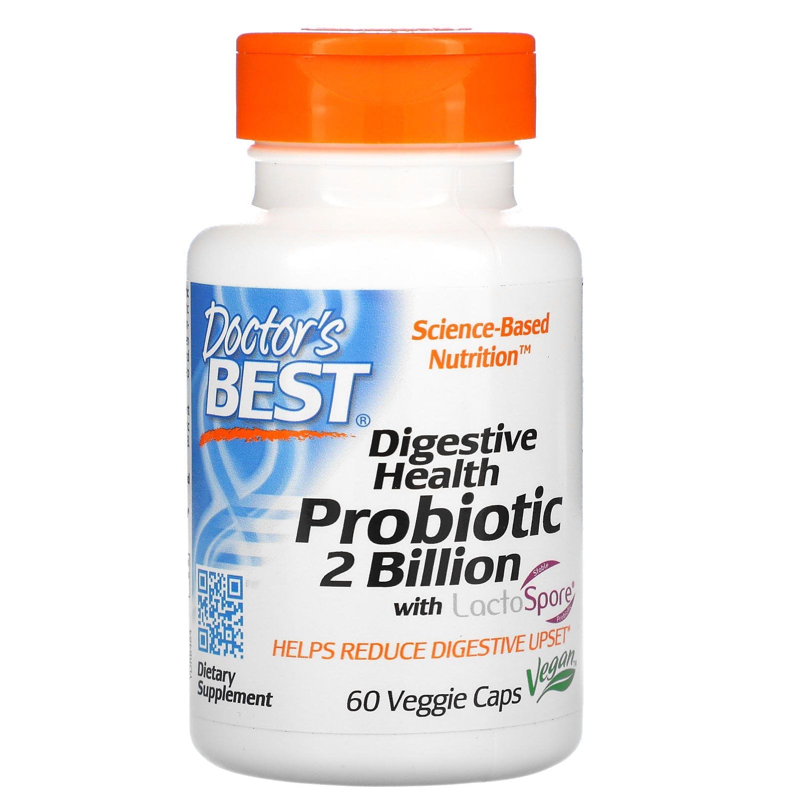 Doctor's Best, Probiótico digestivo 2 billones con Lactospore, 60 cápsulas vegetarianas