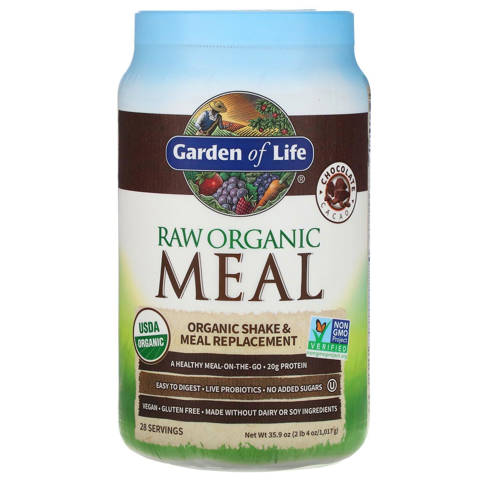 Garden of Life, Alimento orgánico crudo de RAW, Batido y reemplazo de las comidas, Cacao de chocolate, 1017 g (2 lb 4 oz)