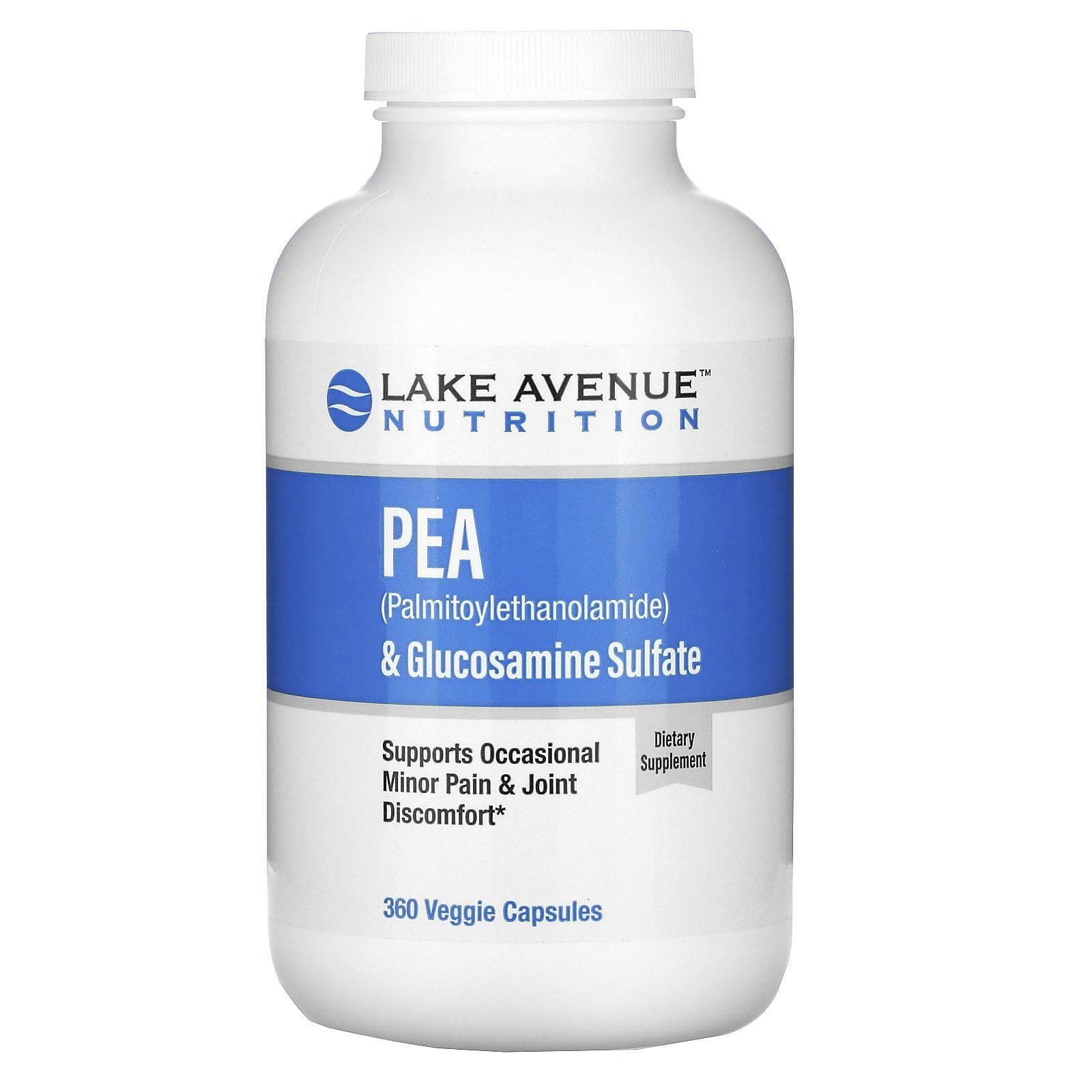 Lake Avenue Nutrition, PEA (palmitoiletanolamida) y sulfato de glucosamina, 360 cápsulas vegetales
