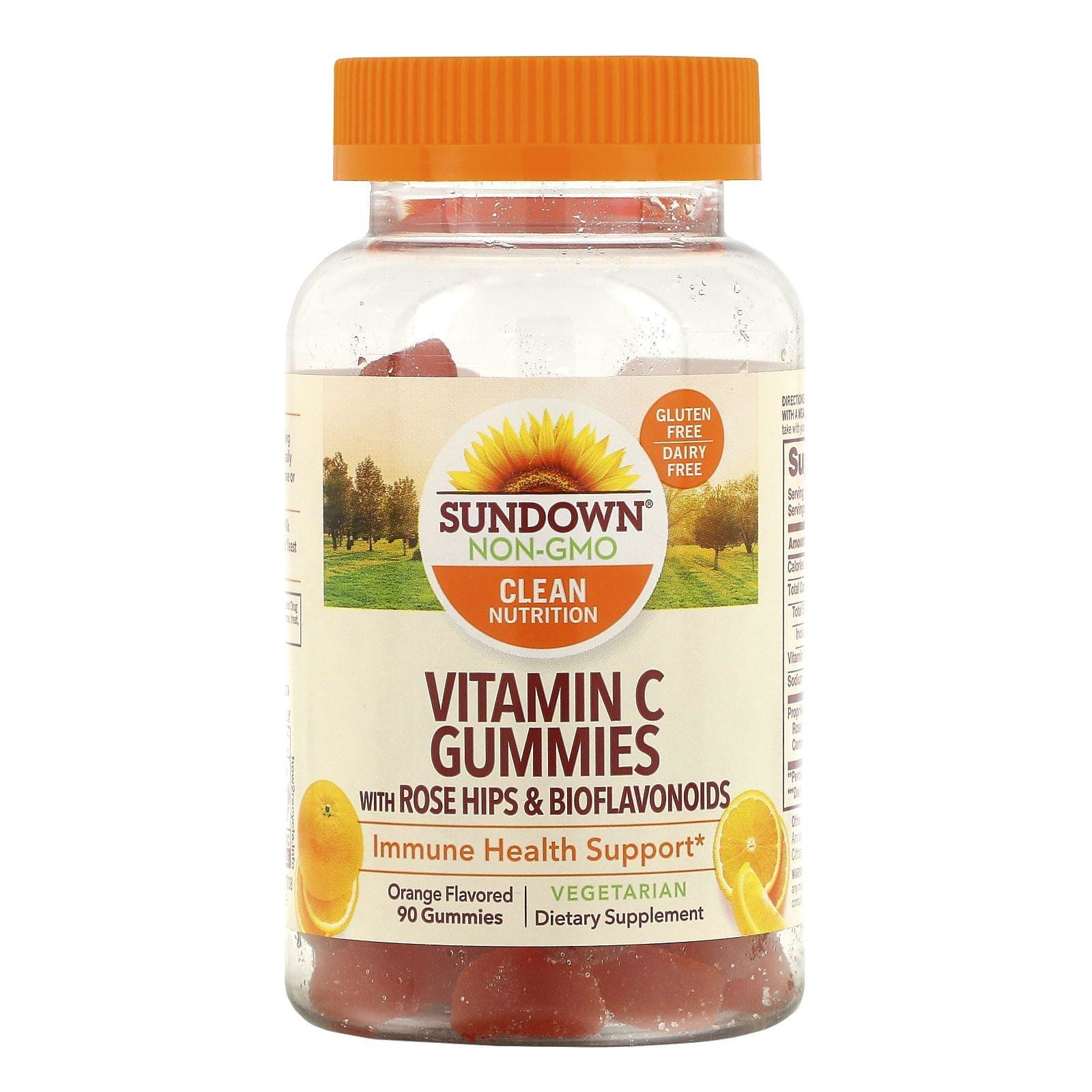 Sundown Naturals, Gomitas de vitamina C con rosa mosqueta y bioflavonoides, sabor a naranja, 90 gomitas