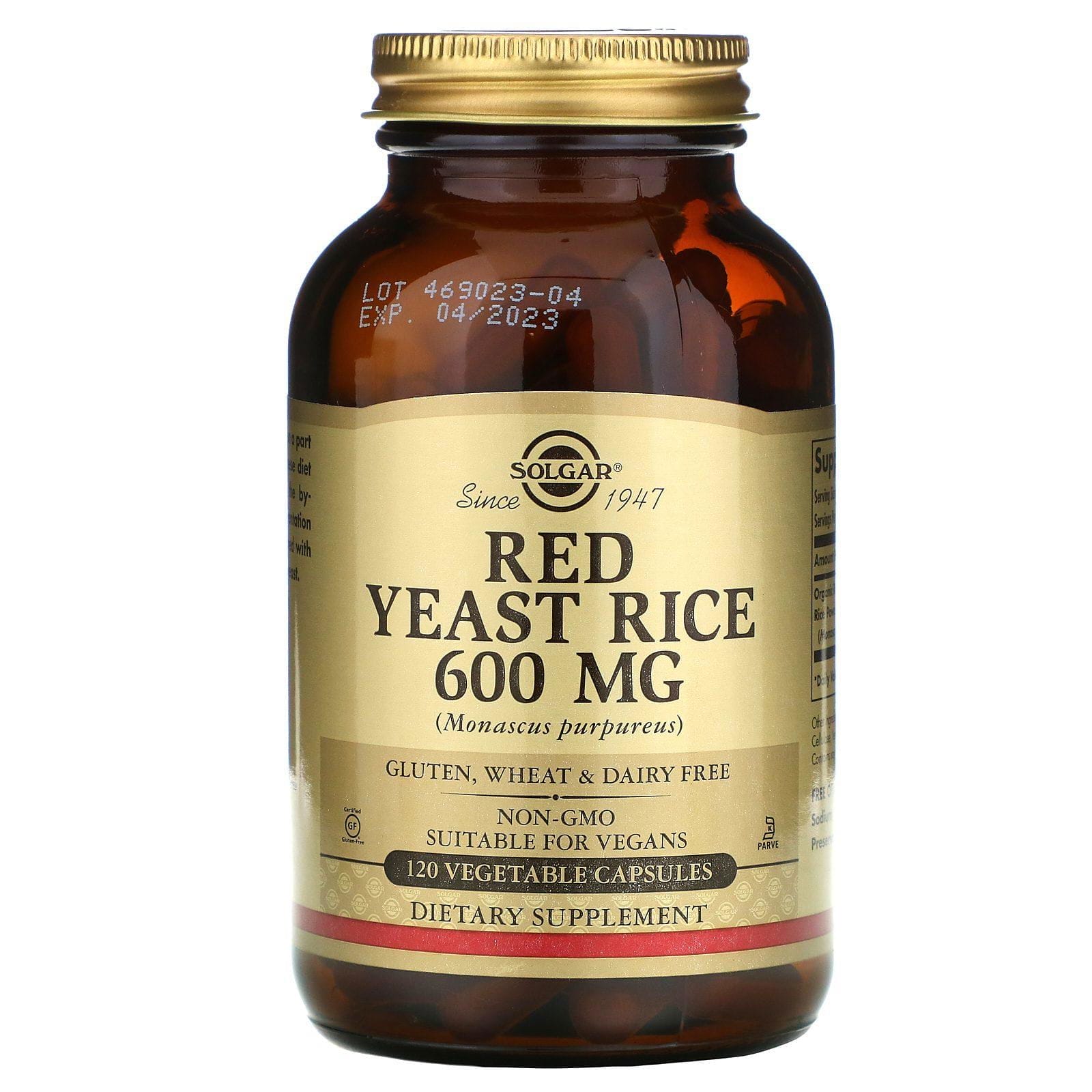 Solgar, Arroz de levadura roja, 600 mg, 120 cápsulas vegetales