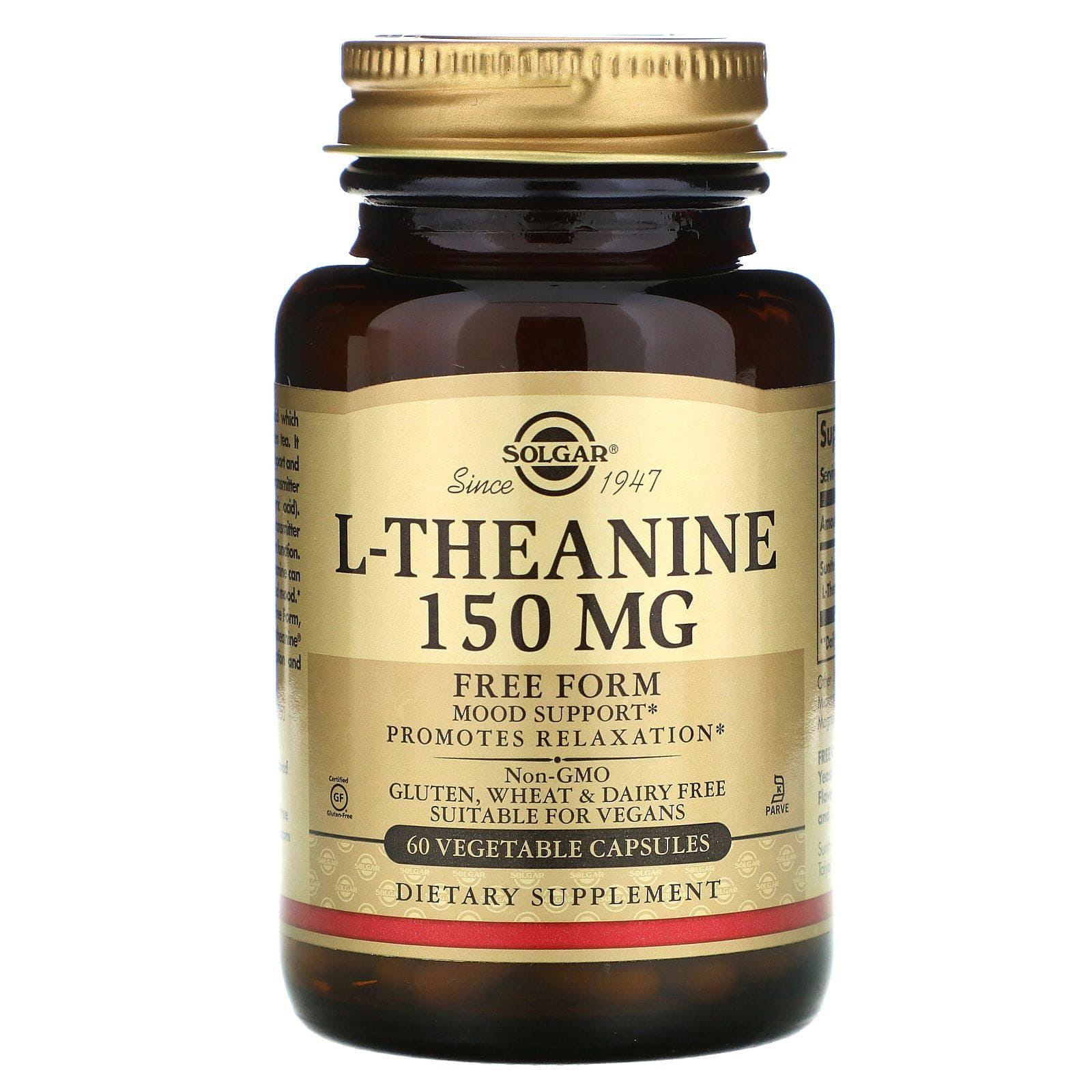 Solgar, L-Teanina libre, 150 mg, 60 cápsulas vegetales