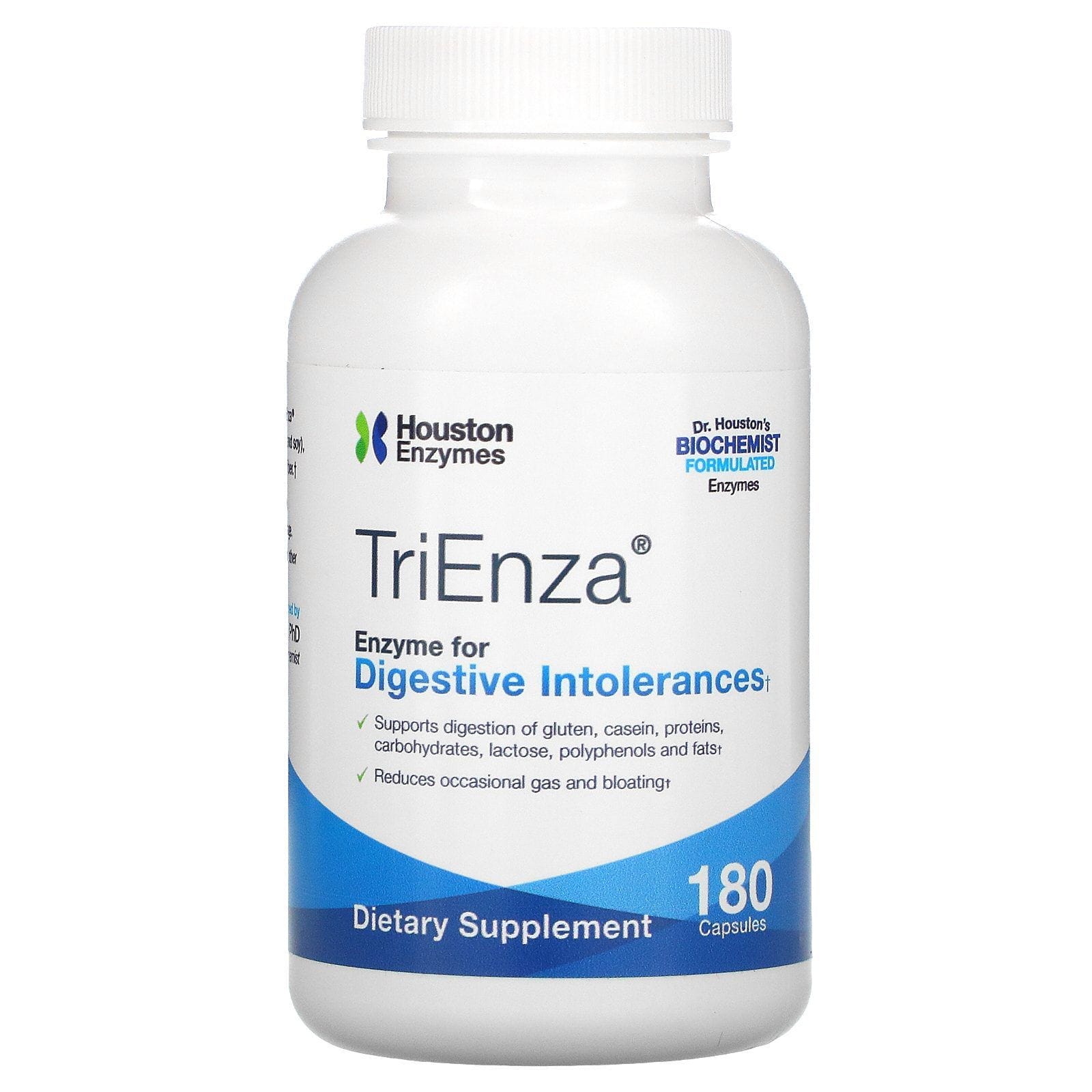 Houston Enzymes, TriEnza, Enzimas para las intolerancias digestivas, 180 cápsulas