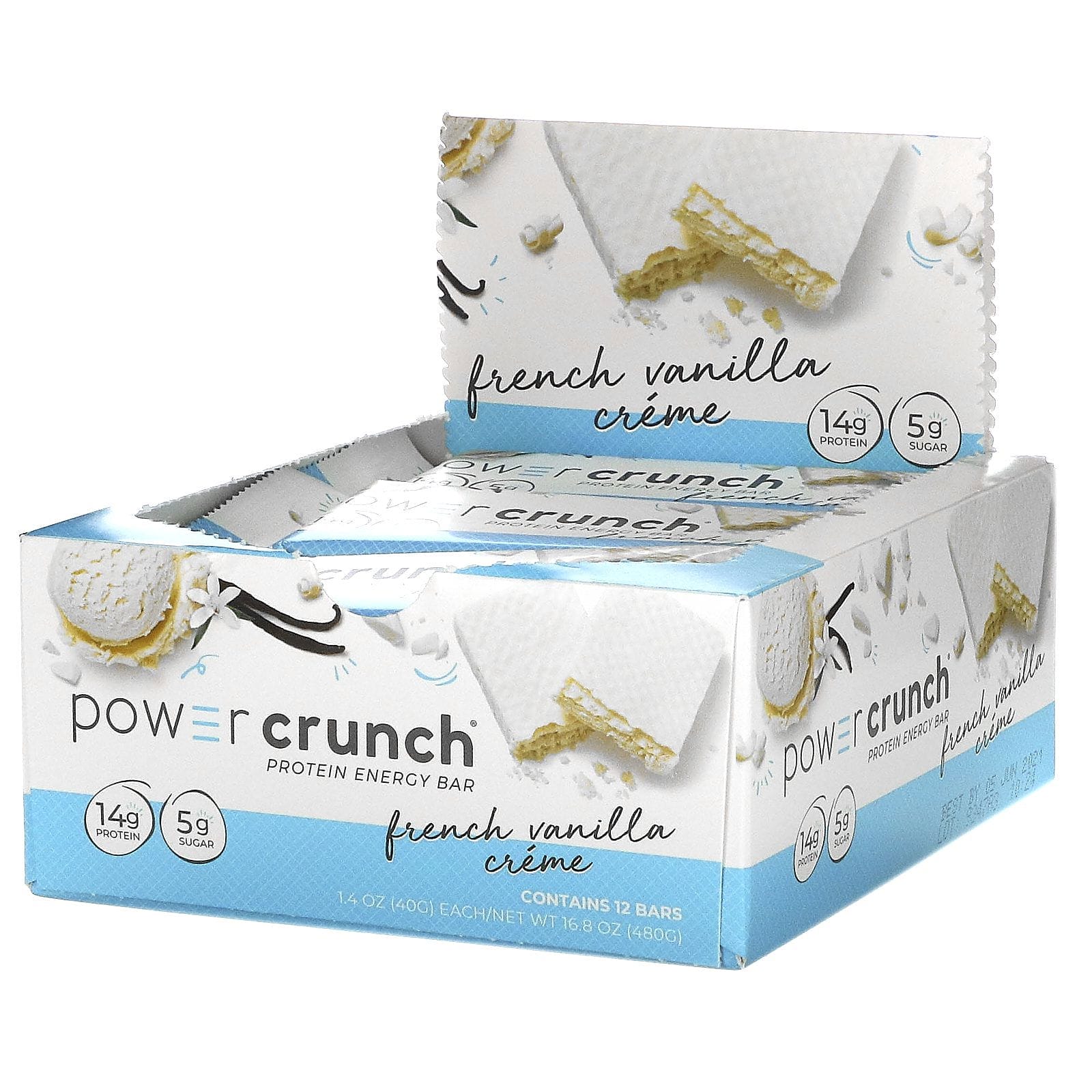BNRG, Power Crunch Barra Energética de Proteína, Crema de Vainilla Francesa, 12 Barras, 1.4 oz (40 g) Cada una