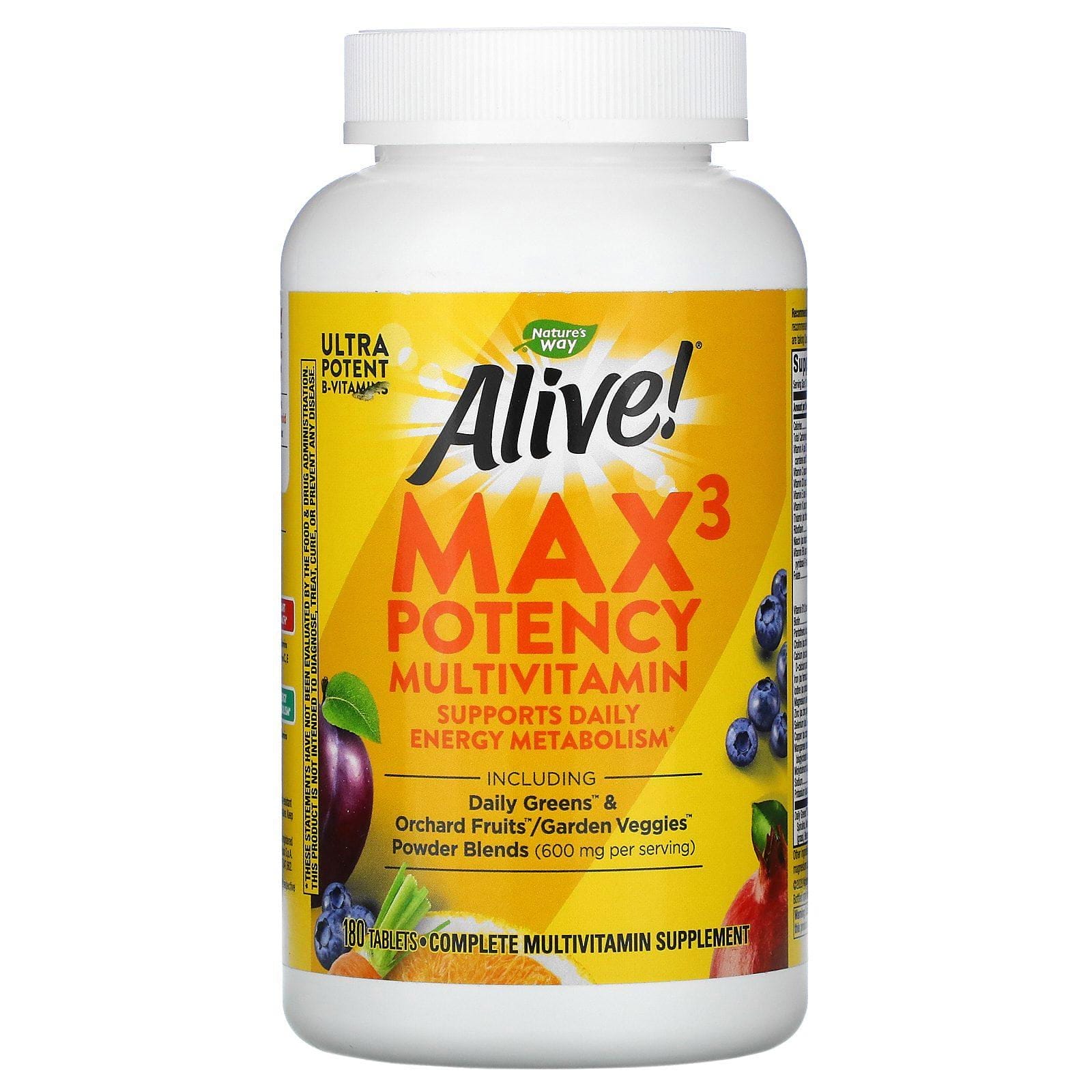 Nature's Way, Alive! Max3 Daily, Multivitamina diaria, 180 tabletas