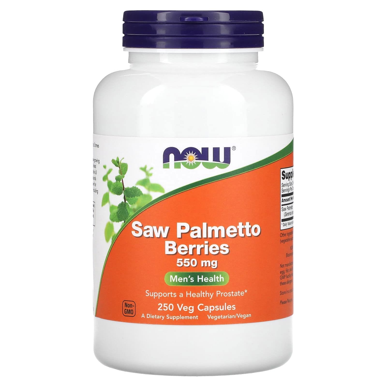 NOW Foods, Bayas de palma enana americana, 550 mg, 250 cápsulas vegetales