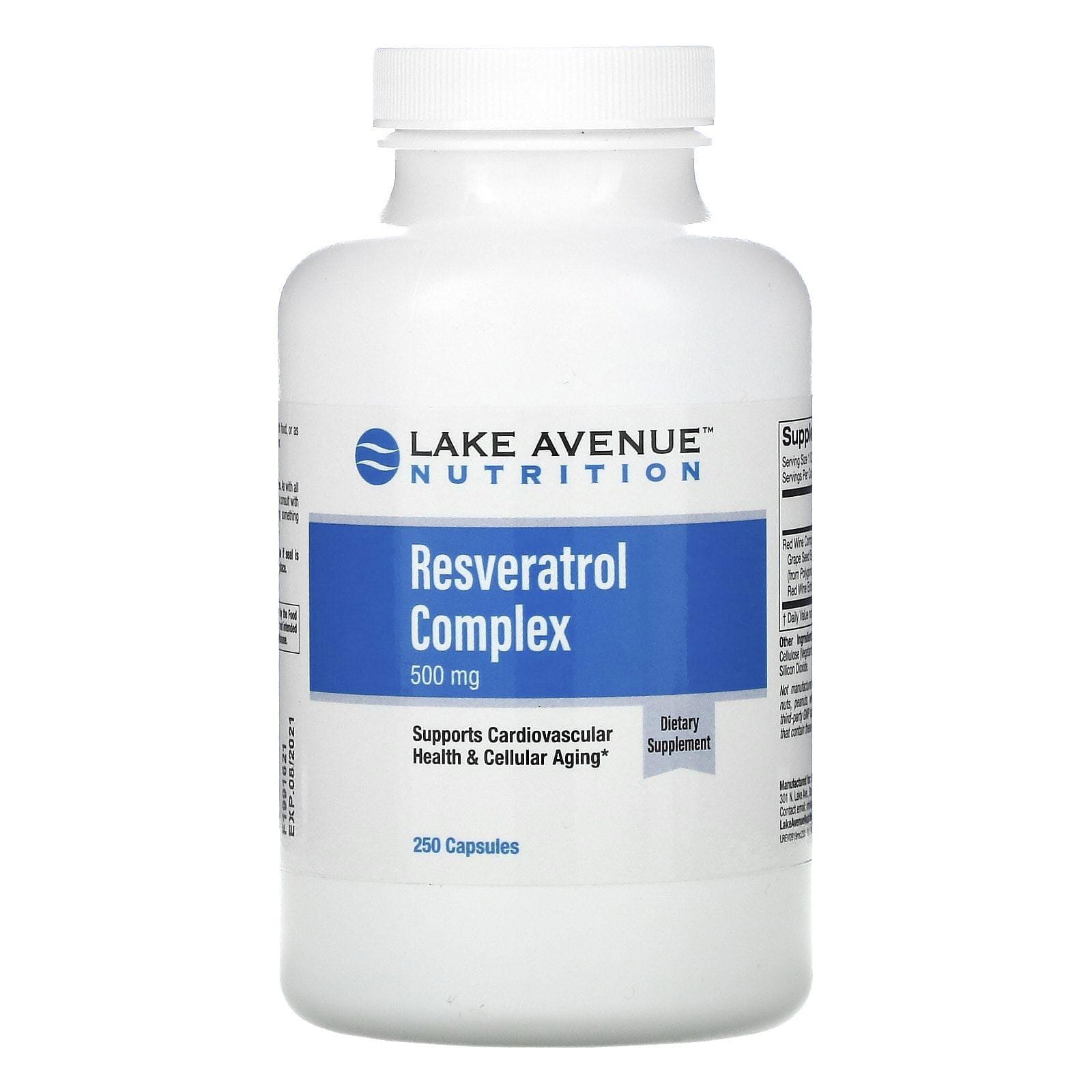 Lake Avenue Nutrition, Complejo de resveratrol, 500 mg, 250 cápsulas