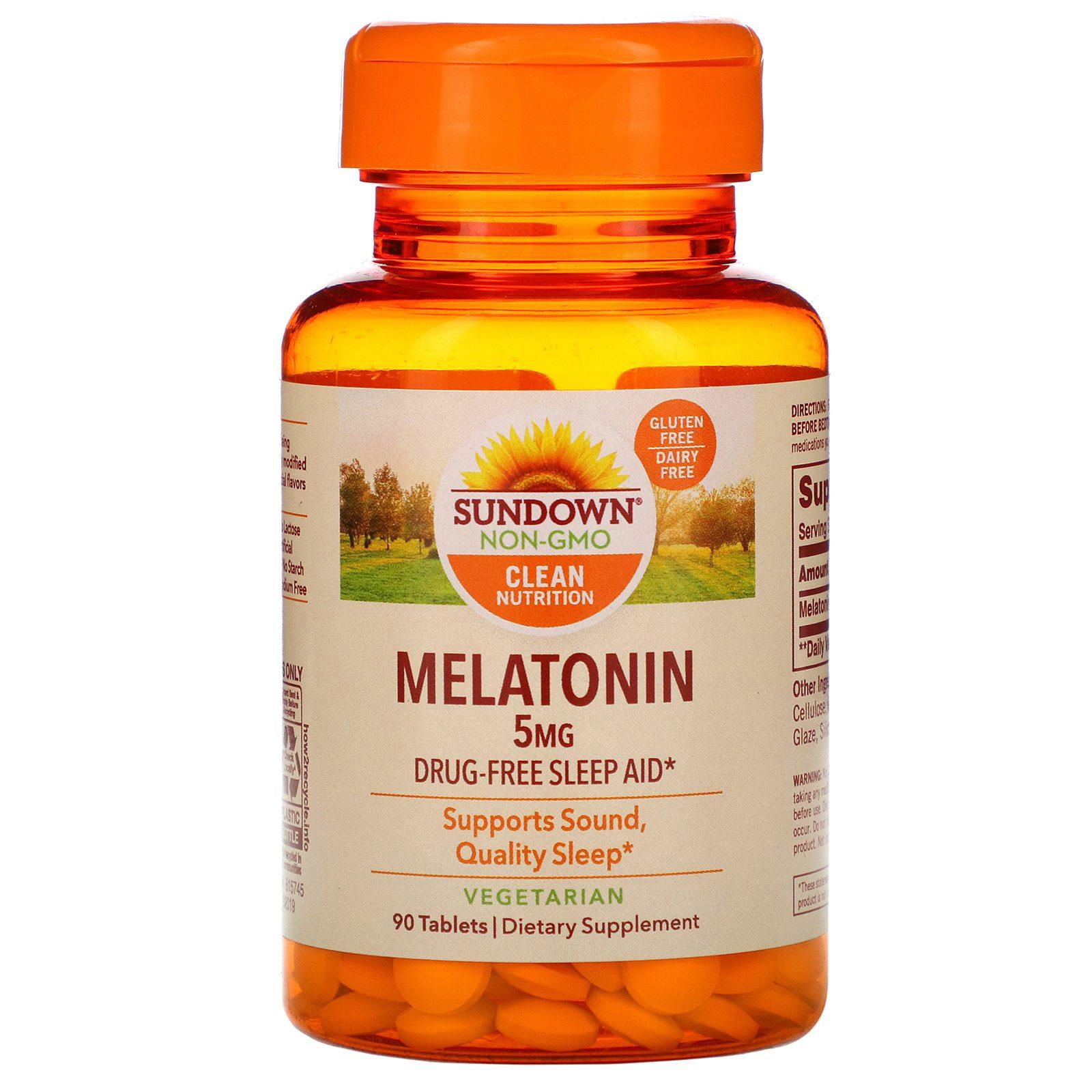 Sundown Naturals, Melatonina, 5 mg, 90 comprimidos