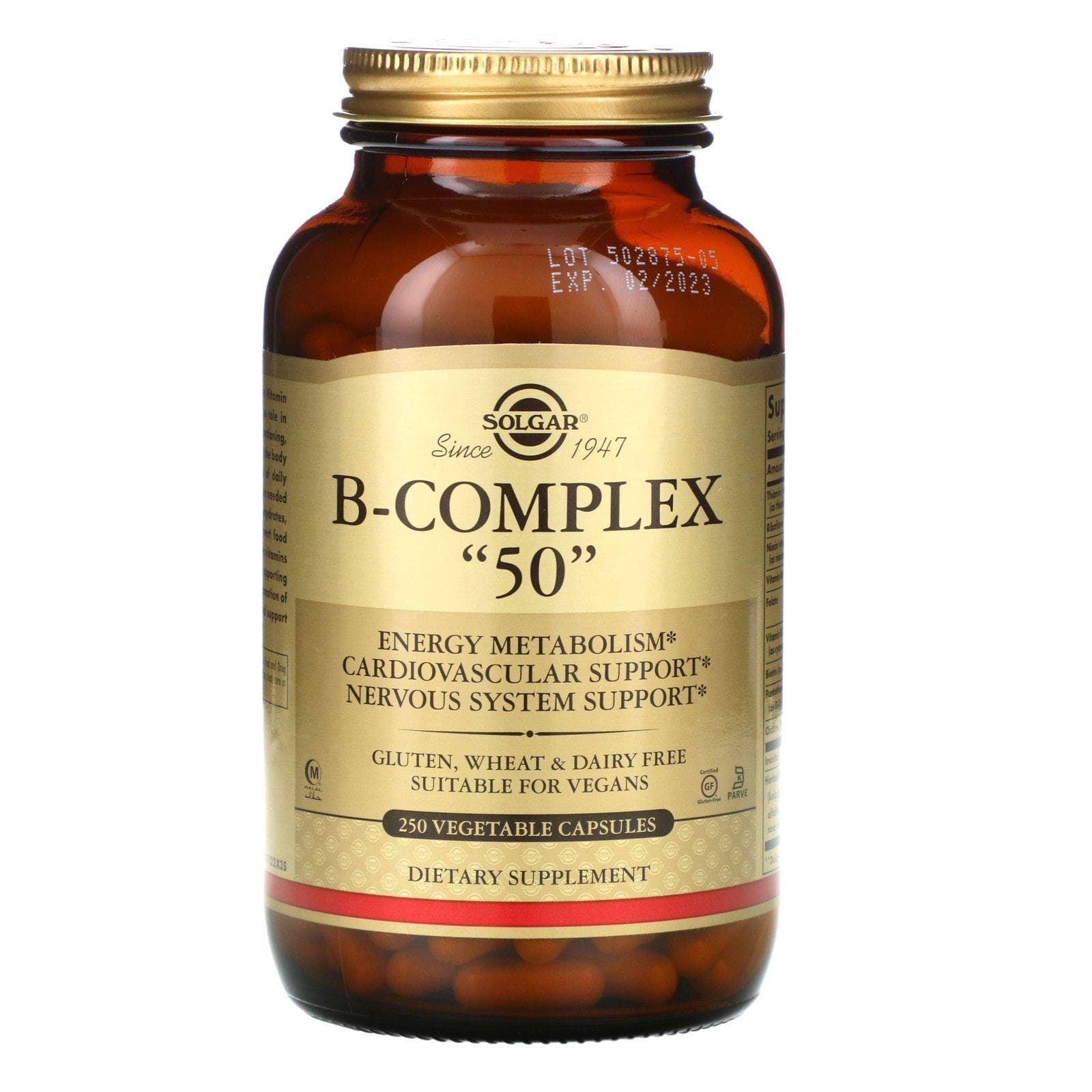 Solgar, Complejo de vitaminas B “50”, 250 cápsulas vegetales