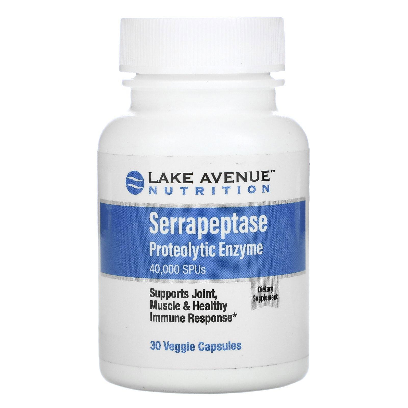 Lake Avenue Nutrition, Serrapeptasa, Enzima proteolítica, 40.000 SPU, 30 cápsulas vegetales