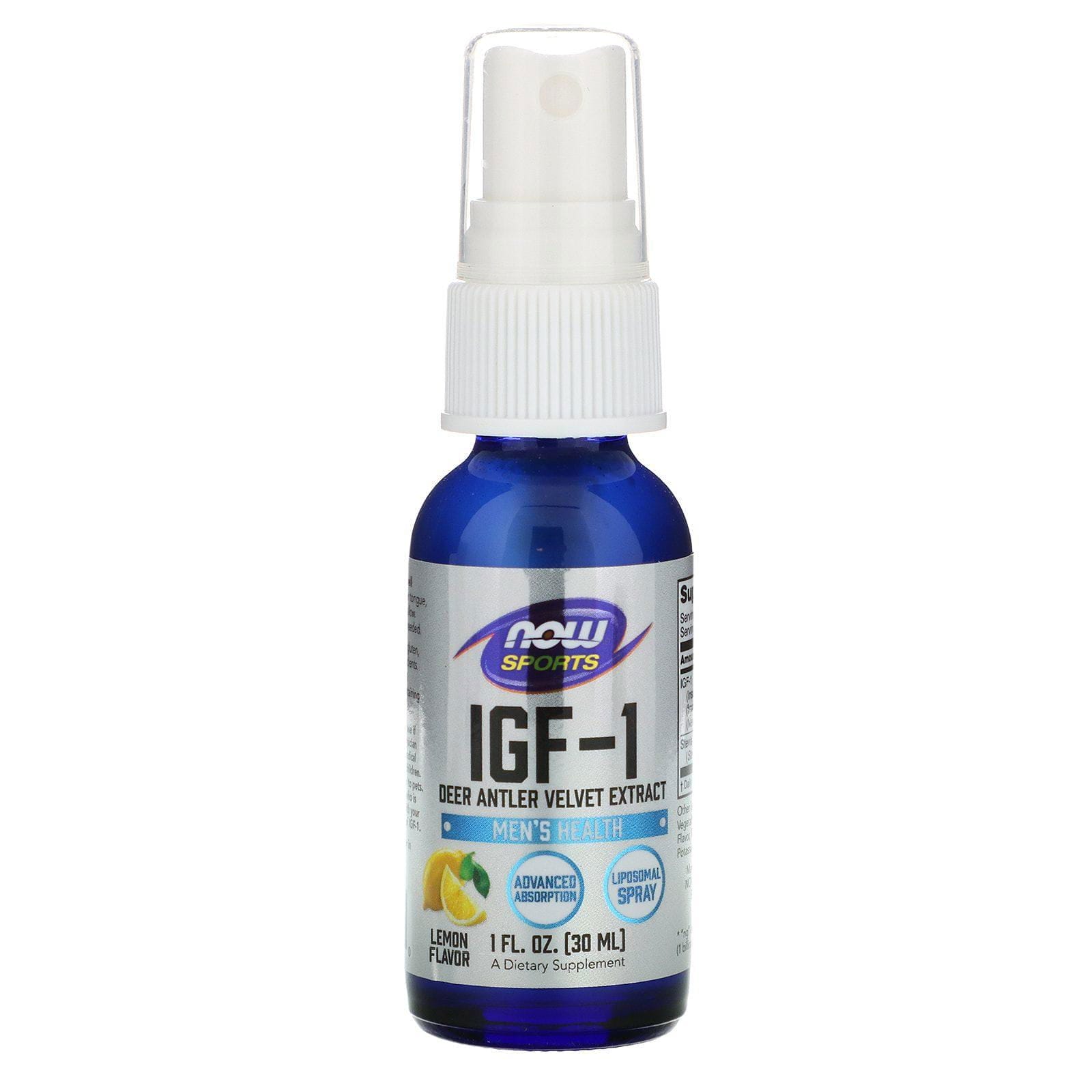 Now Foods, IGF-1, Extracto de terciopelo de asta de ciervo, Sabor a limón, 30 ml (1 oz. líq.)