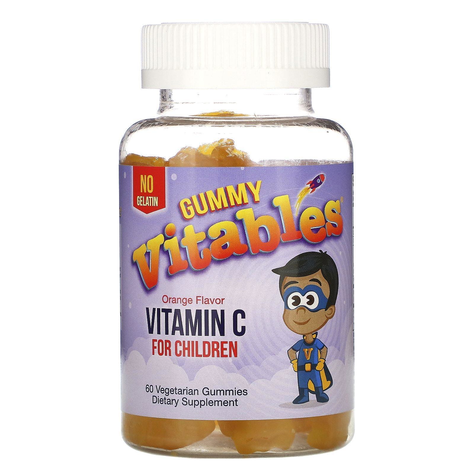 Vitables, Gomitas con vitamina C para niños, Naranja, 60 gomitas vegetales