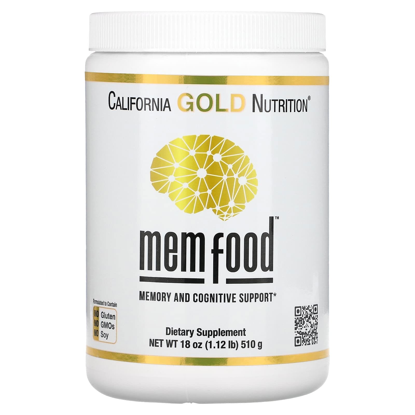California Gold Nutrition, MEM Food, Refuerzo para la memoria y la cognición, 510 g (1,12 lb)