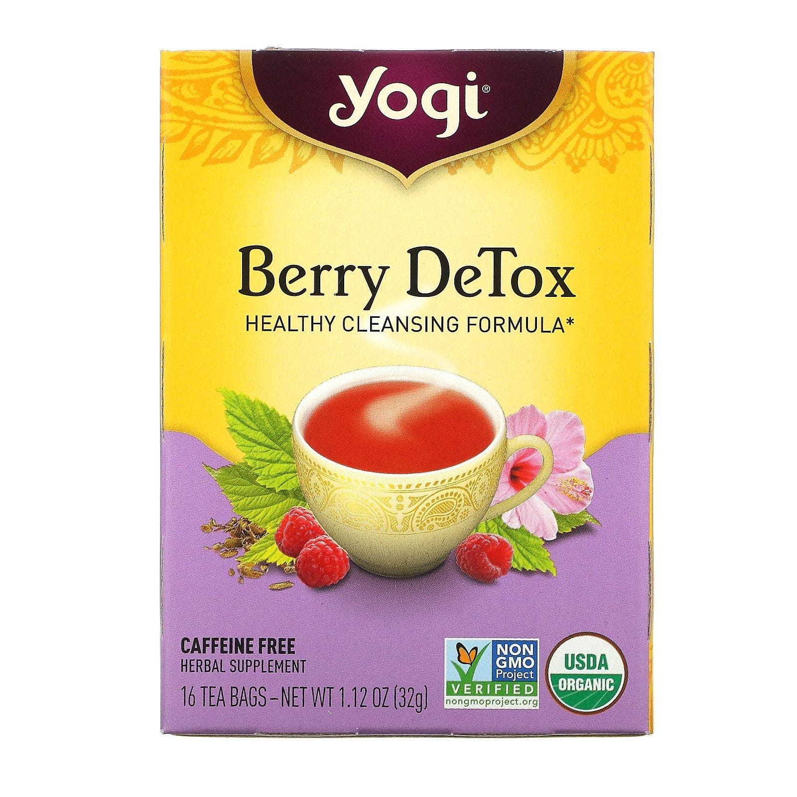Yogi Tea, Berry DeTox, Sin cafeína, 16 Saquitos de té, 1.12 oz (32 g)