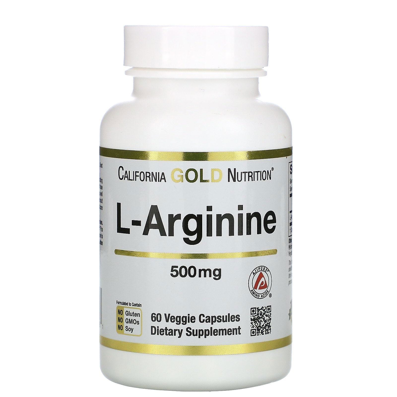 California Gold Nutrition, L-arginina, AjiPure, 500 mg, 60 cápsulas vegetales