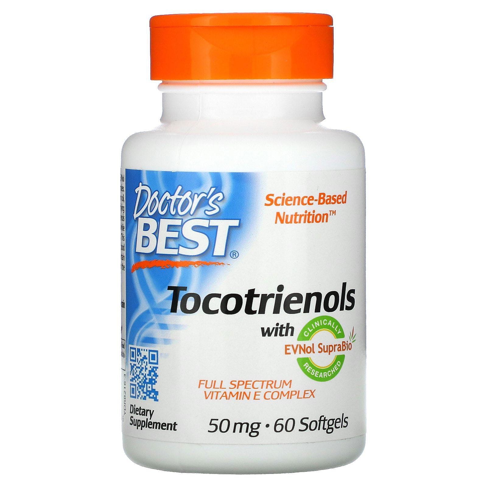 Doctor's Best, Tocotrienoles con EVNol SupraBio, 50 mg, 60 cápsulas de gel blando