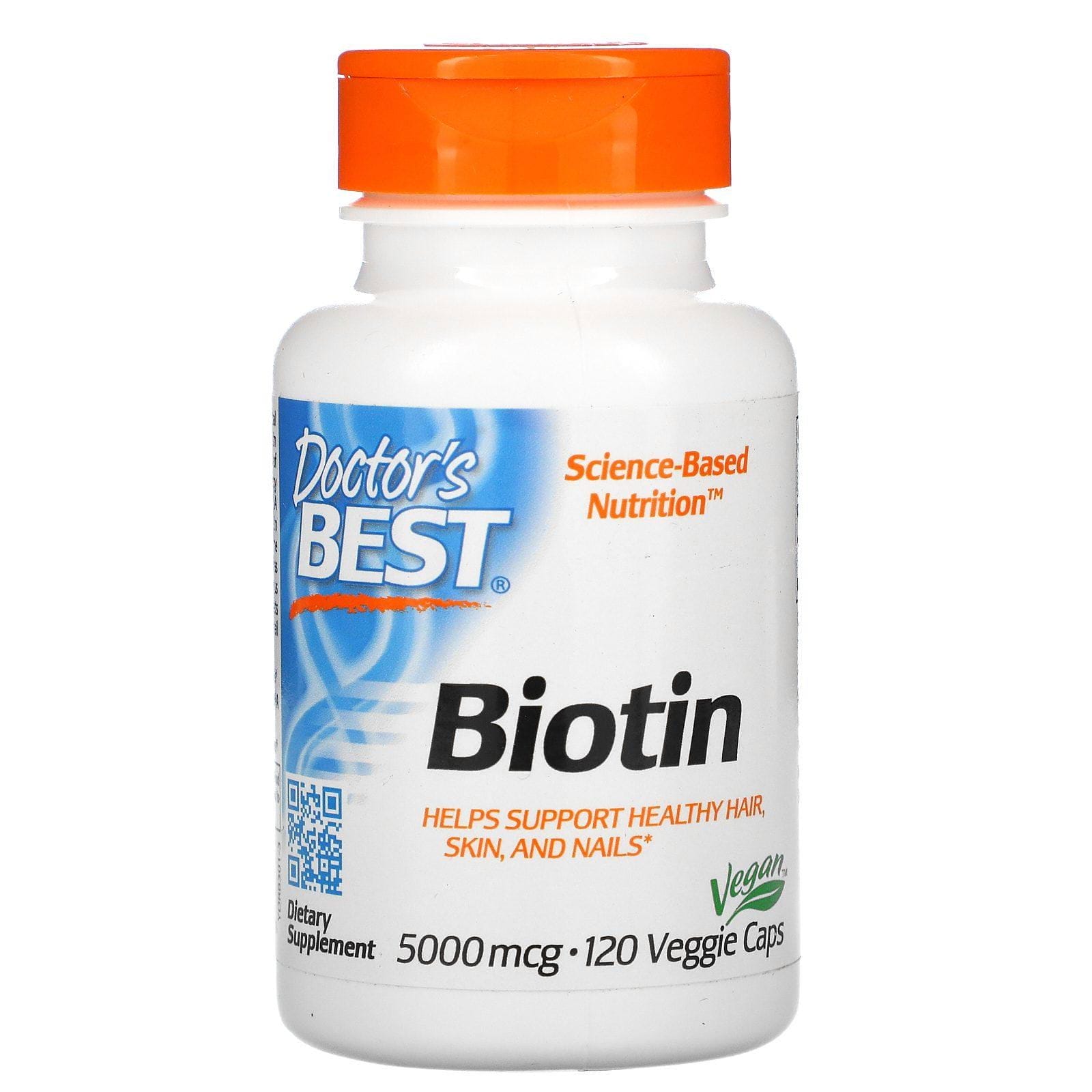 Doctor's Best, Biotina, 5000 mcg, 120 cápsulas vegetales
