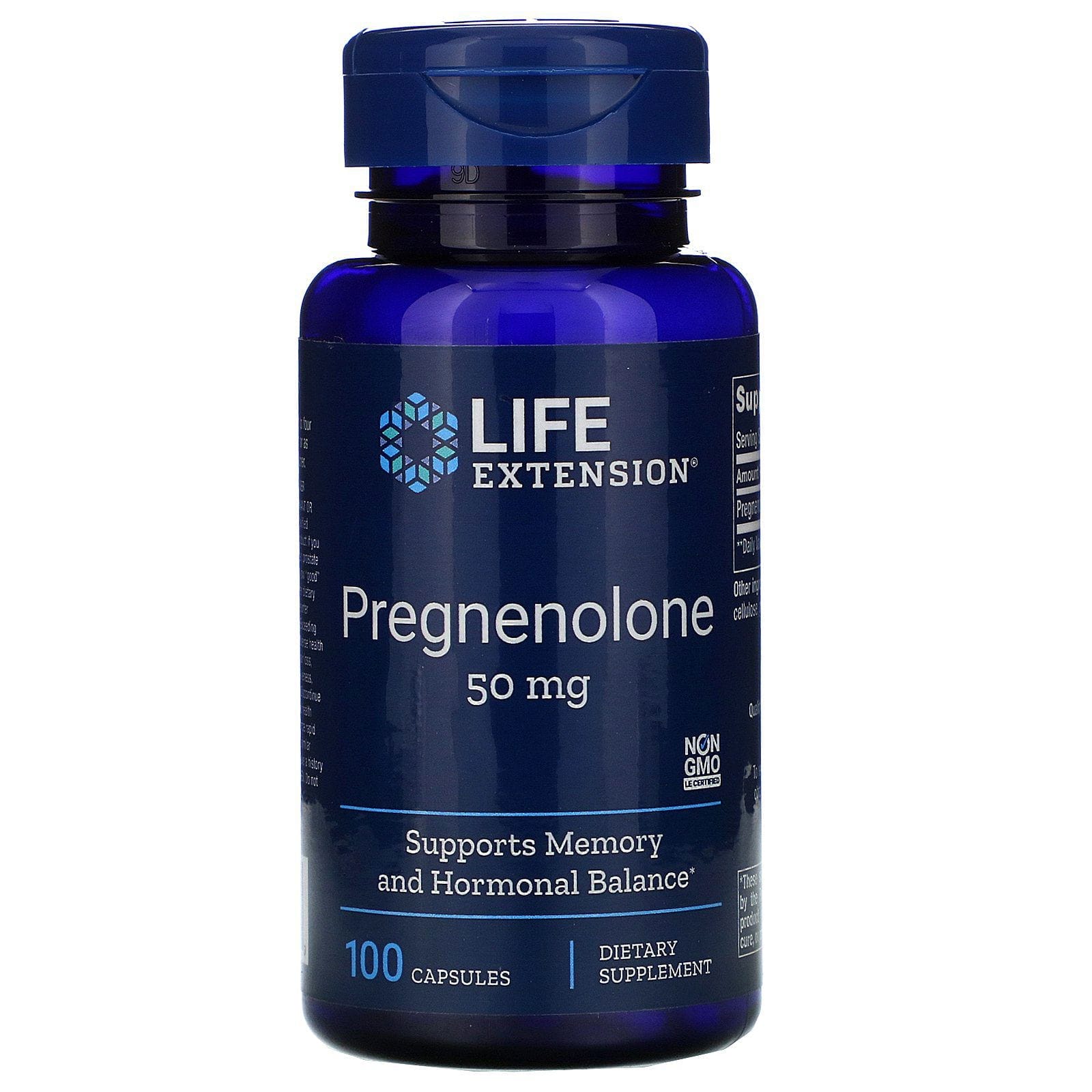 Life Extension, Pregnenolona, 50 mg, 100 cápsulas