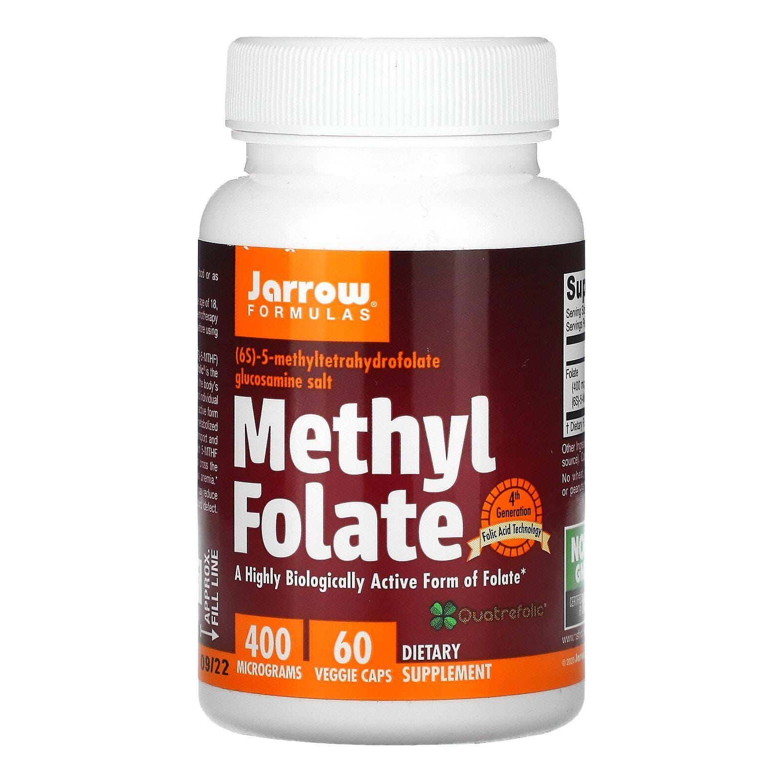 Jarrow Formulas, Metilfolato, 400 mcg, 60 cápsulas vegetales