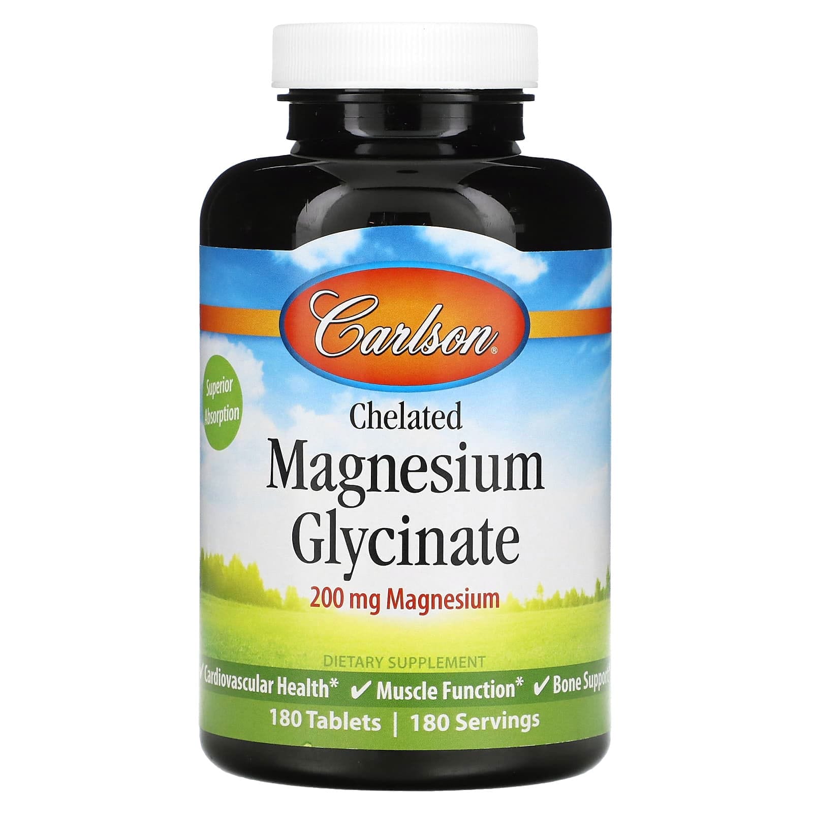 Carlson, Glicinato de magnesio quelado, 200 mg, 180 comprimidos