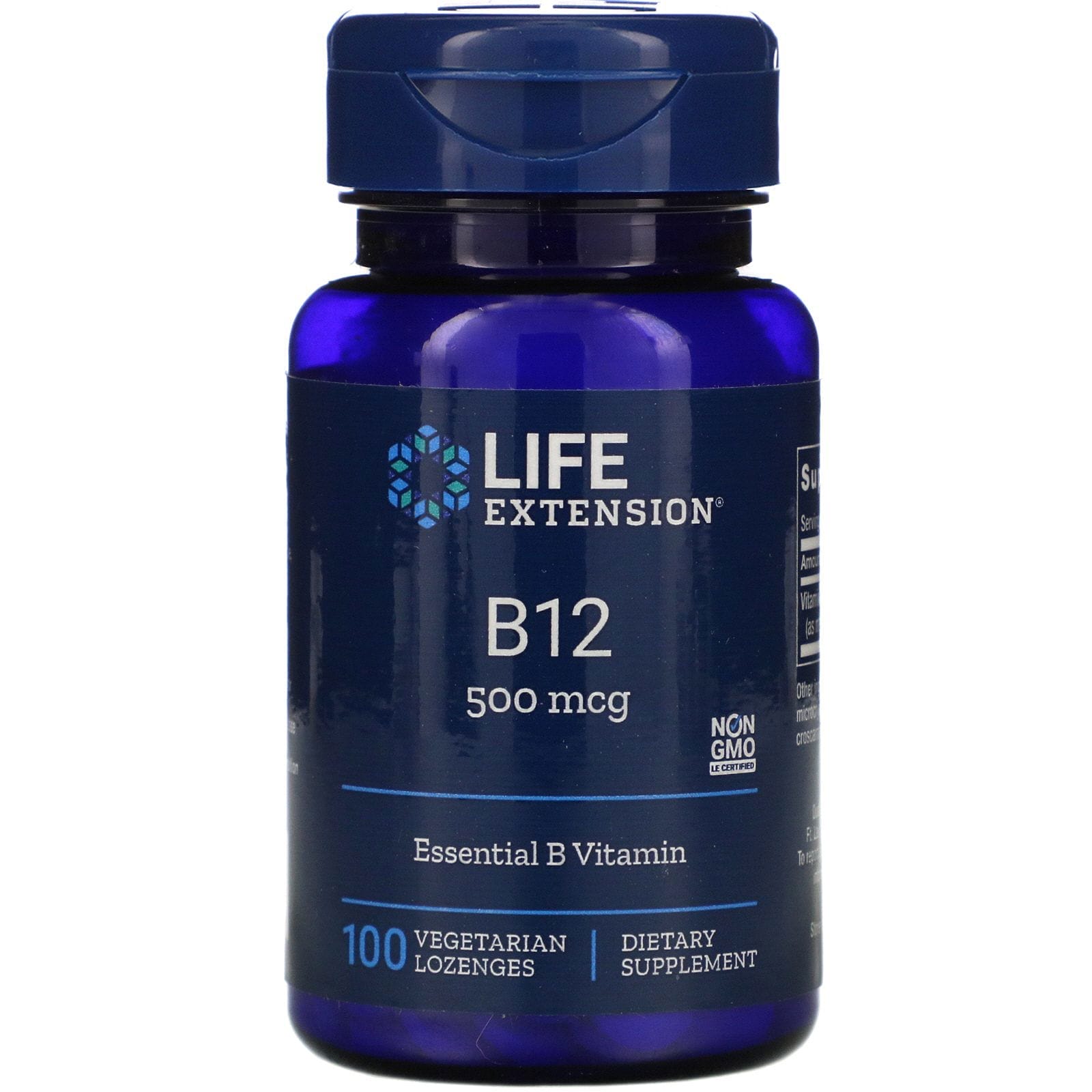 Life Extension, B12, Suplemento alimentario, 500 mcg, 100 pastillas vegetales