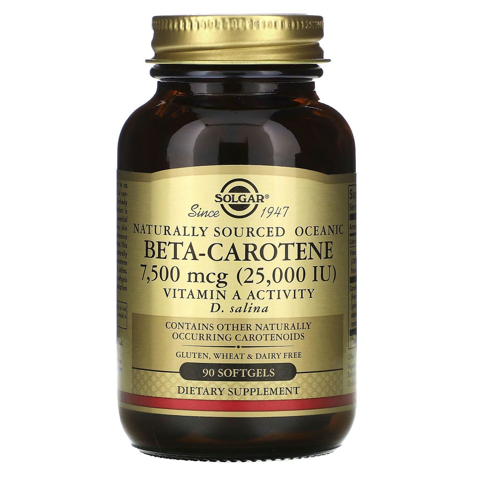 Solgar, Naturally Sourced Oceanic Beta-Carotene, 7,500 mcg (25,000 IU), 90 Softgels