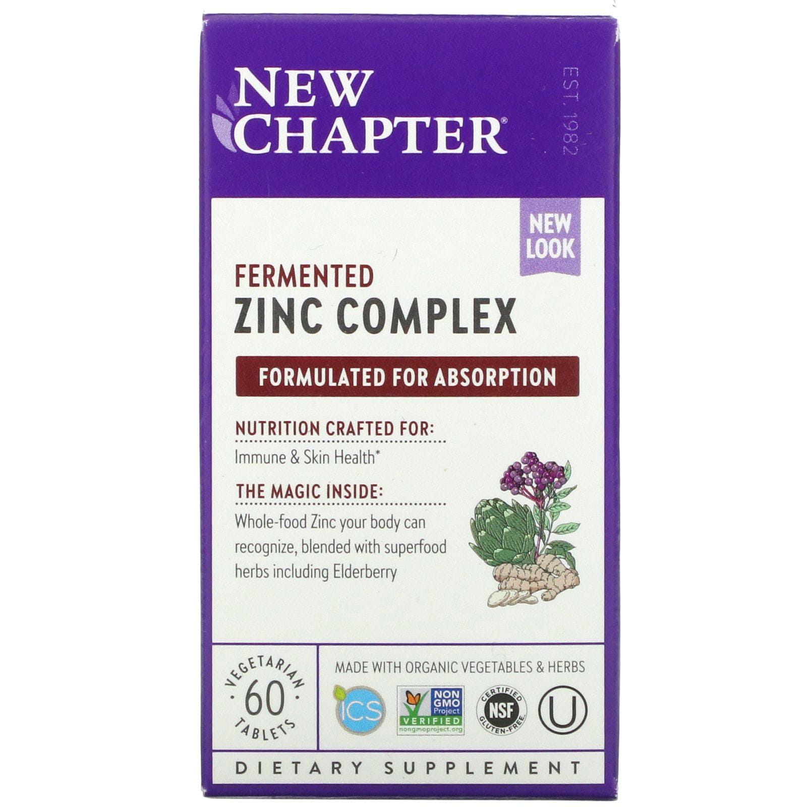 New Chapter, Complejo de zinc fermentado, 60 comprimidos vegetales