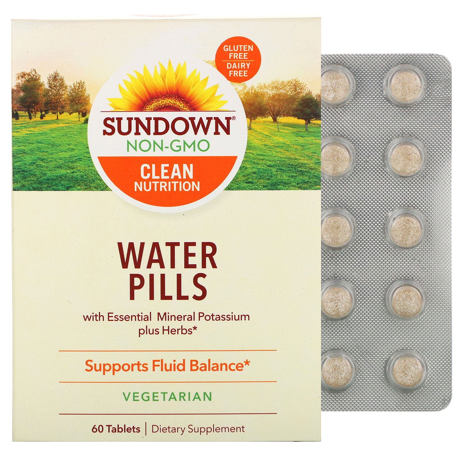Sundown Naturals, Pastillas para la retención de líquidos, 60 comprimidos