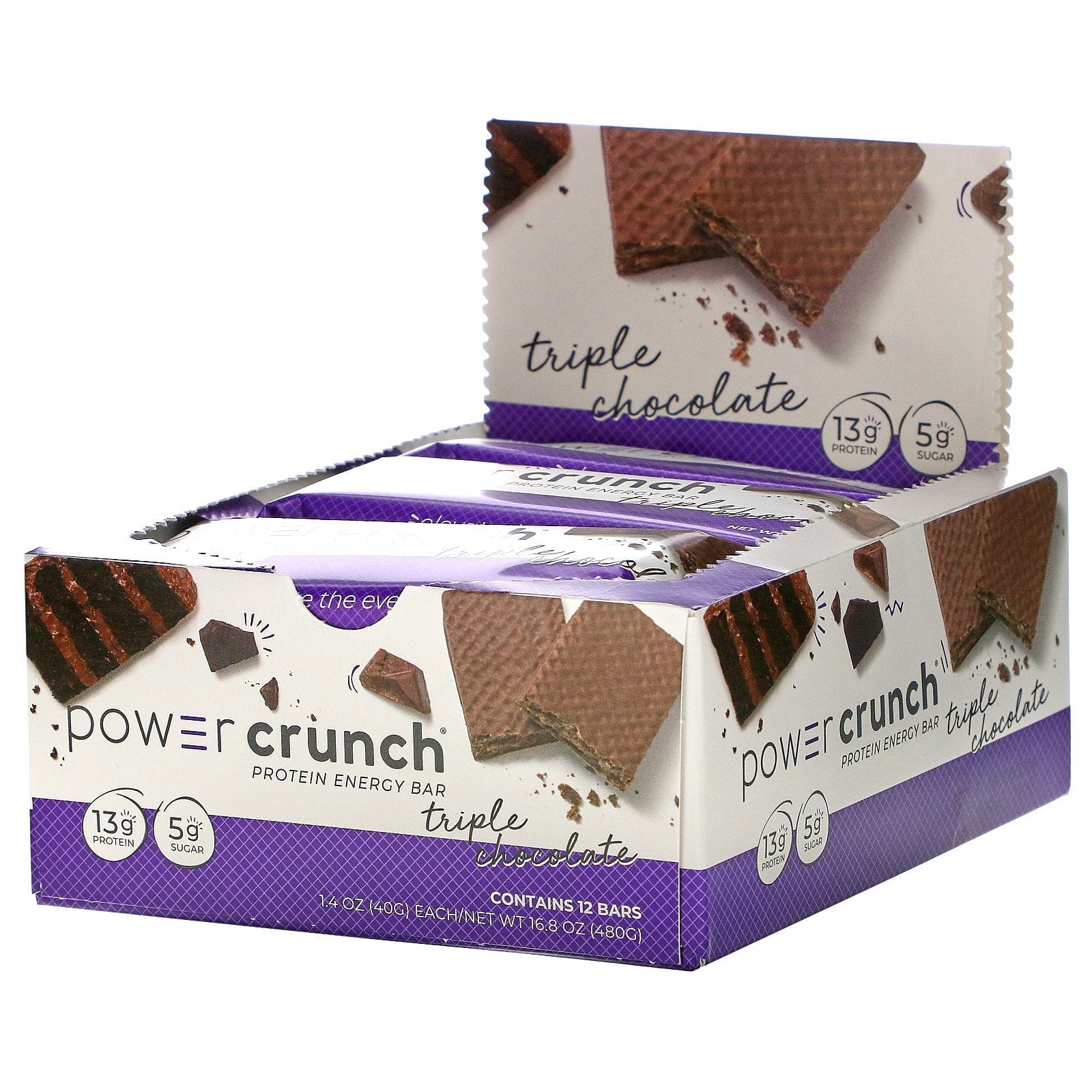 BNRG, Power Crunch Protein Energy Bar, Original, Triple Chocolate, 12 Bars, 1.4 oz (40 g) Each