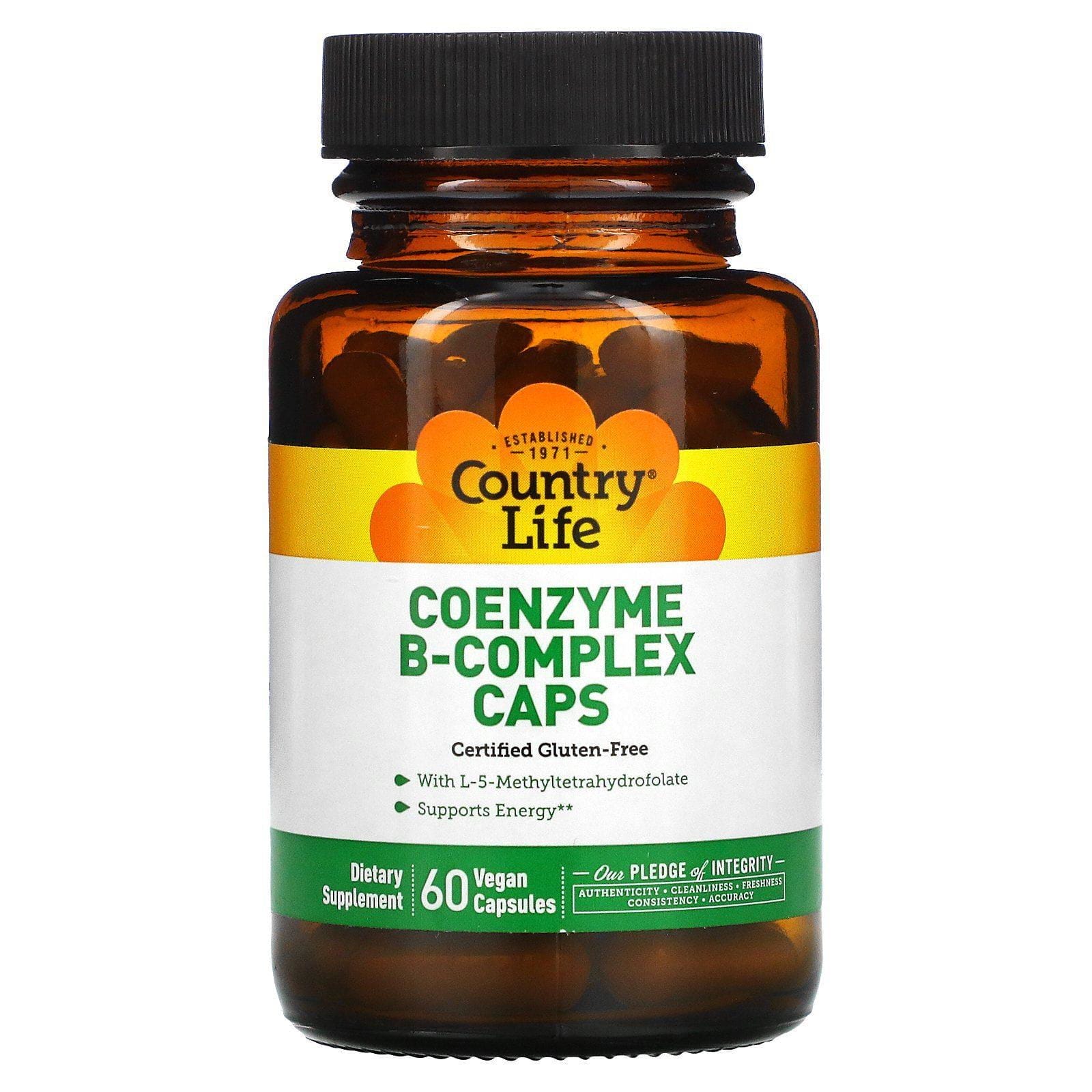 Country Life, Cápsulas con coenzima de complejo B, 60 cápsulas veganas