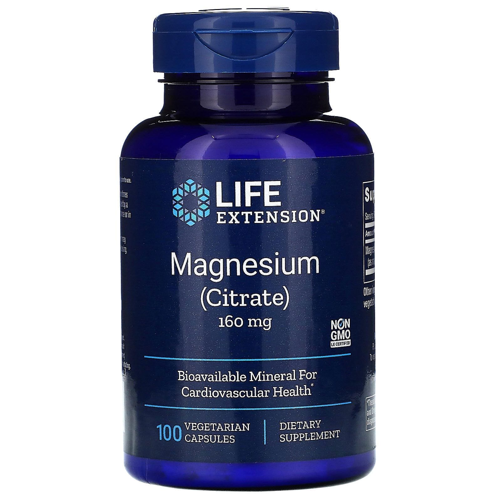 Life Extension, Magnesio, 160 mg, 100 cápsulas vegetales