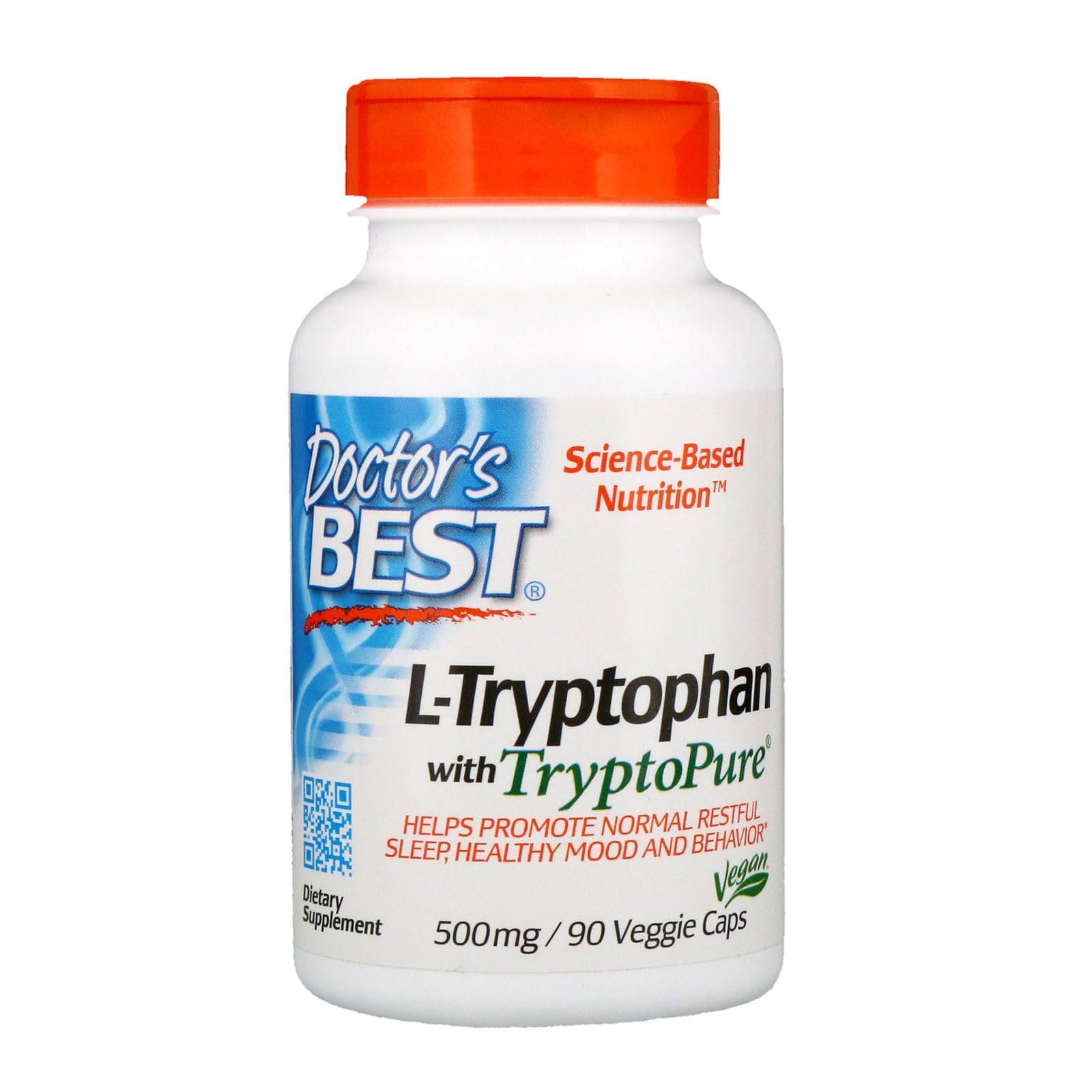 Doctor's Best, L-triptófano con TryptoPure, 500 mg, 90 cápsulas vegetales