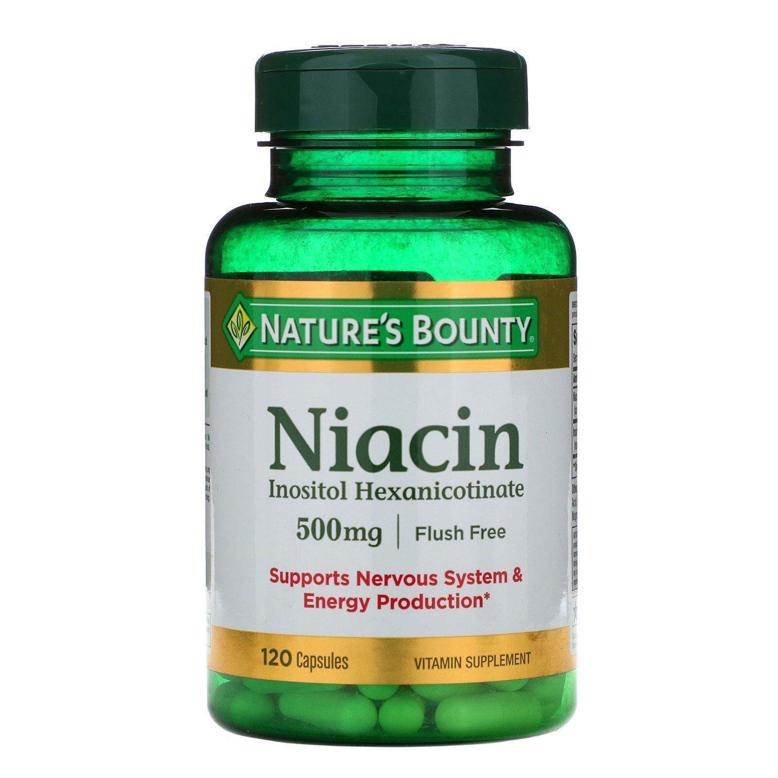 Nature's Bounty, Niacina, sin enrojecimiento, 500 mg, 120 cápsulas