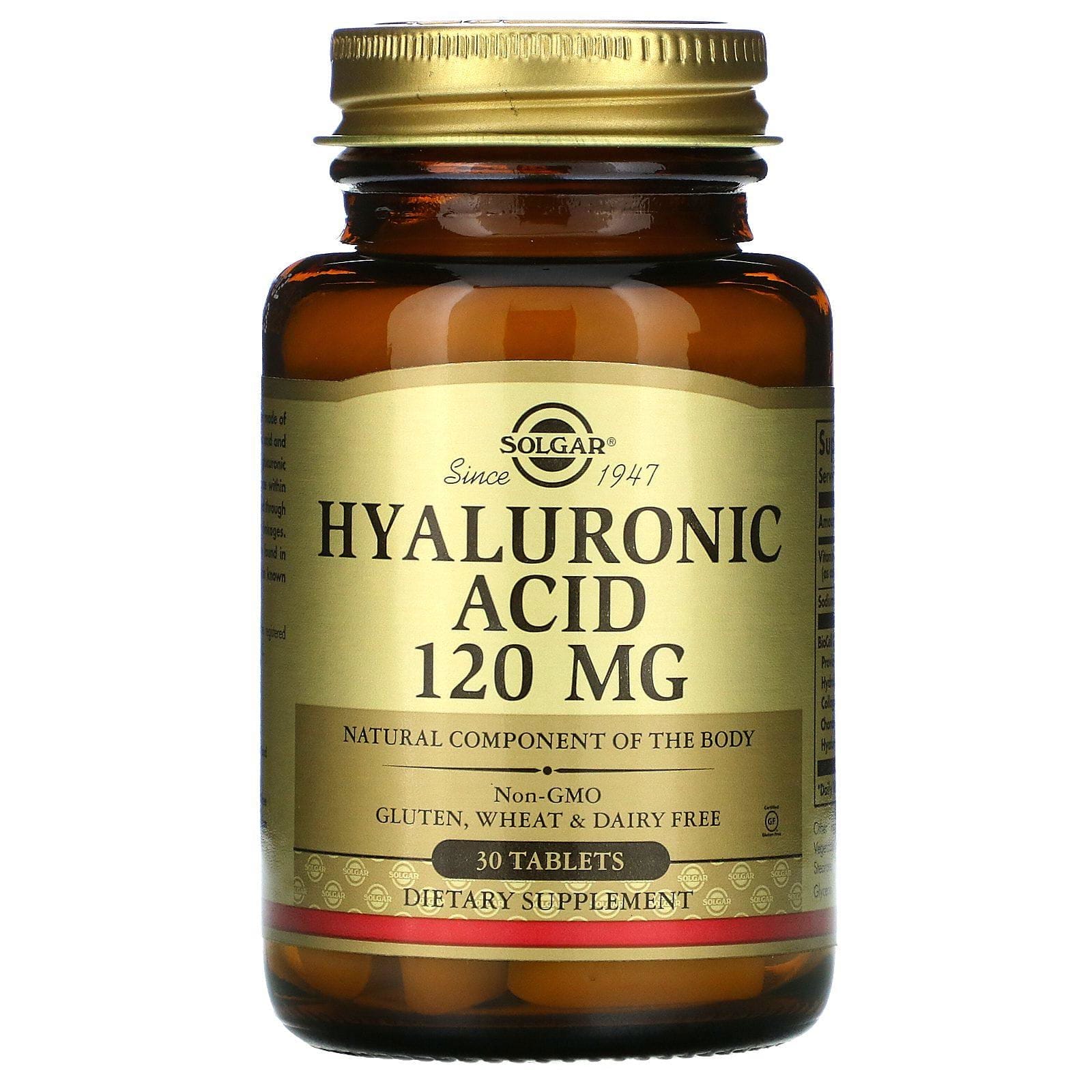 Solgar, Ácido hialurónico, 120 mg, 30 comprimidos